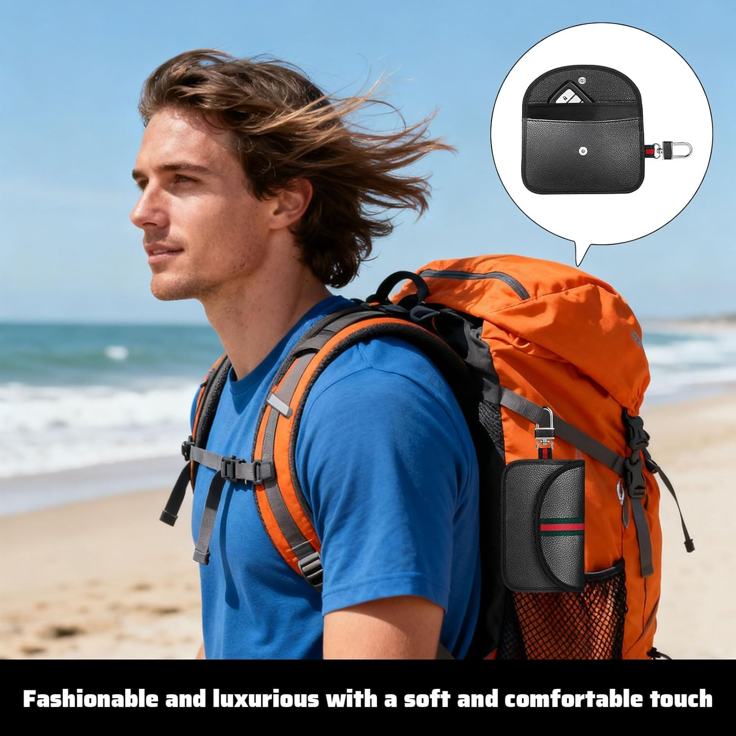 2 Pack Faraday Pouch Car Keys, Car Key Signal Blocker, Faraday Box for Auto Keys, Anti-Theft Signal Blocking RFID Keyless Bag for Auto Security with Double Layer Shielding image number 1