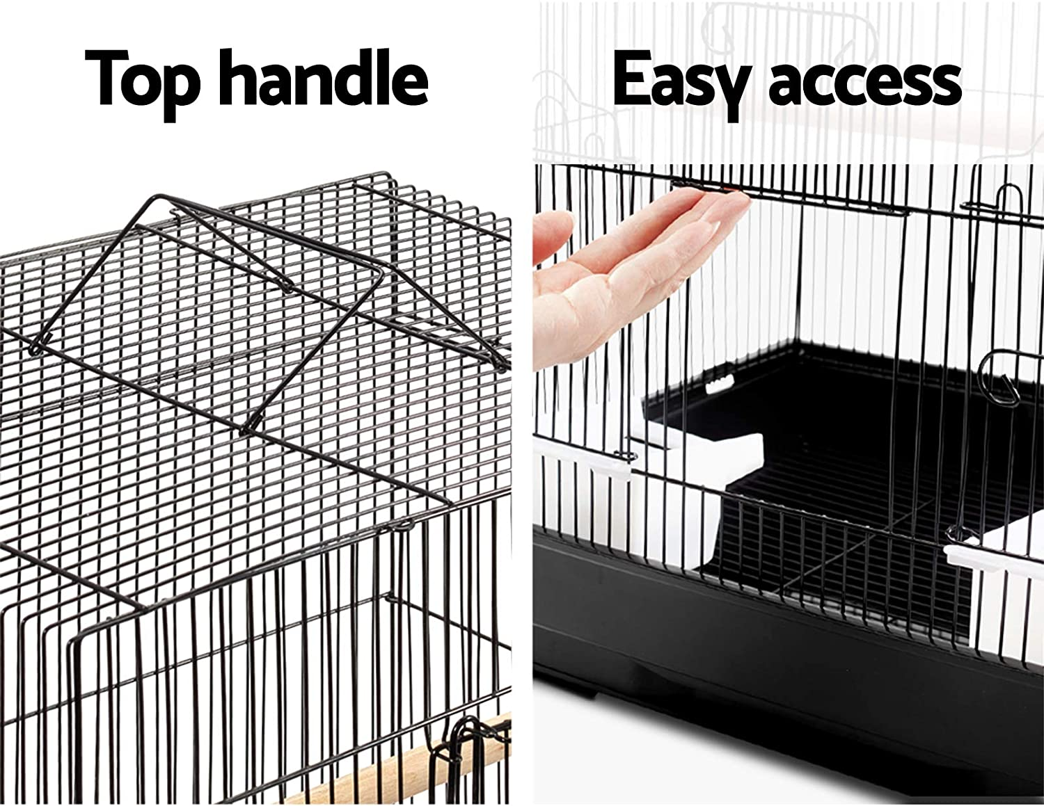 I.Pet Bird Cage 47 X 36 X 88Cm Guinea Pig Pet Birds Parrot Ferret Cages Aviary House Budgie Finch Canary Stand Toys,Black 2 Perch + Slide-Out Removable Tray - Model 5-137Cm image number 7