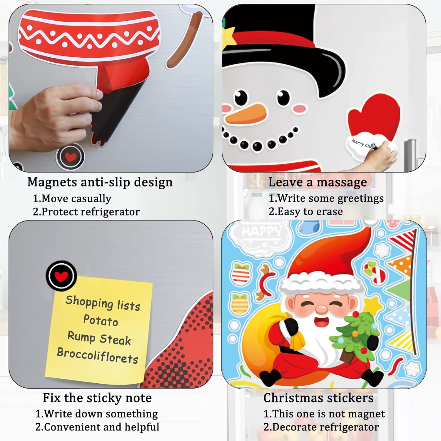 Snowman Refrigerator Magnets Set of 14, Christmas Decorations Snowman Refrigerator Magnets Decorations (A-Snowman) image number 3