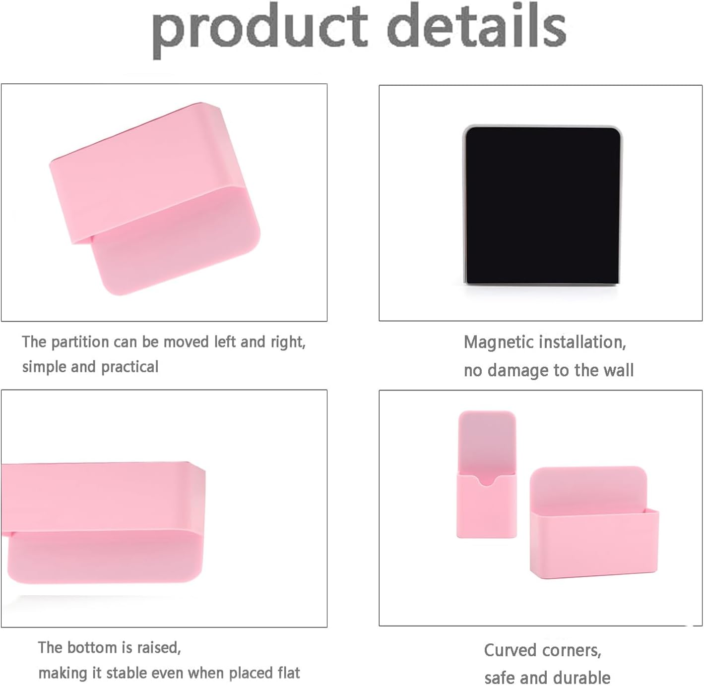 2 Pcs Pen & Marker Holders, Dry Erase Marker Cup Holder, Pen & Eraser Holder Organizer for Whiteboard, Magnetic Pen Holder for School, Office, Home (Pink)