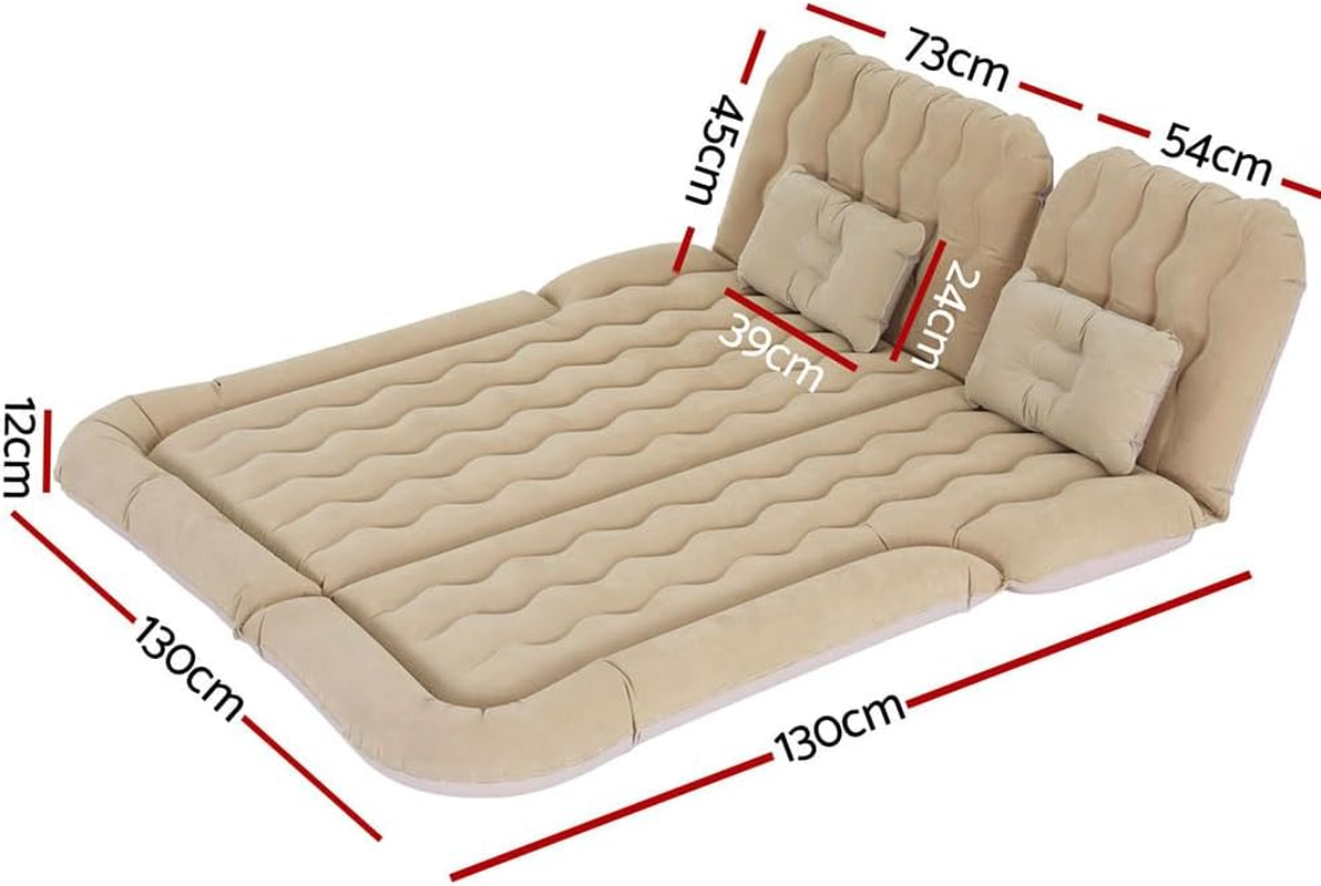 Weisshorn SUV Car Air Mattress, 175 X 130Cm Inflatable Bed Folding Foldable Mattresses Back Seat, Portable Outdoor Camping Travel Chair with Carry Bag and 2 Pillows Beige image number 1