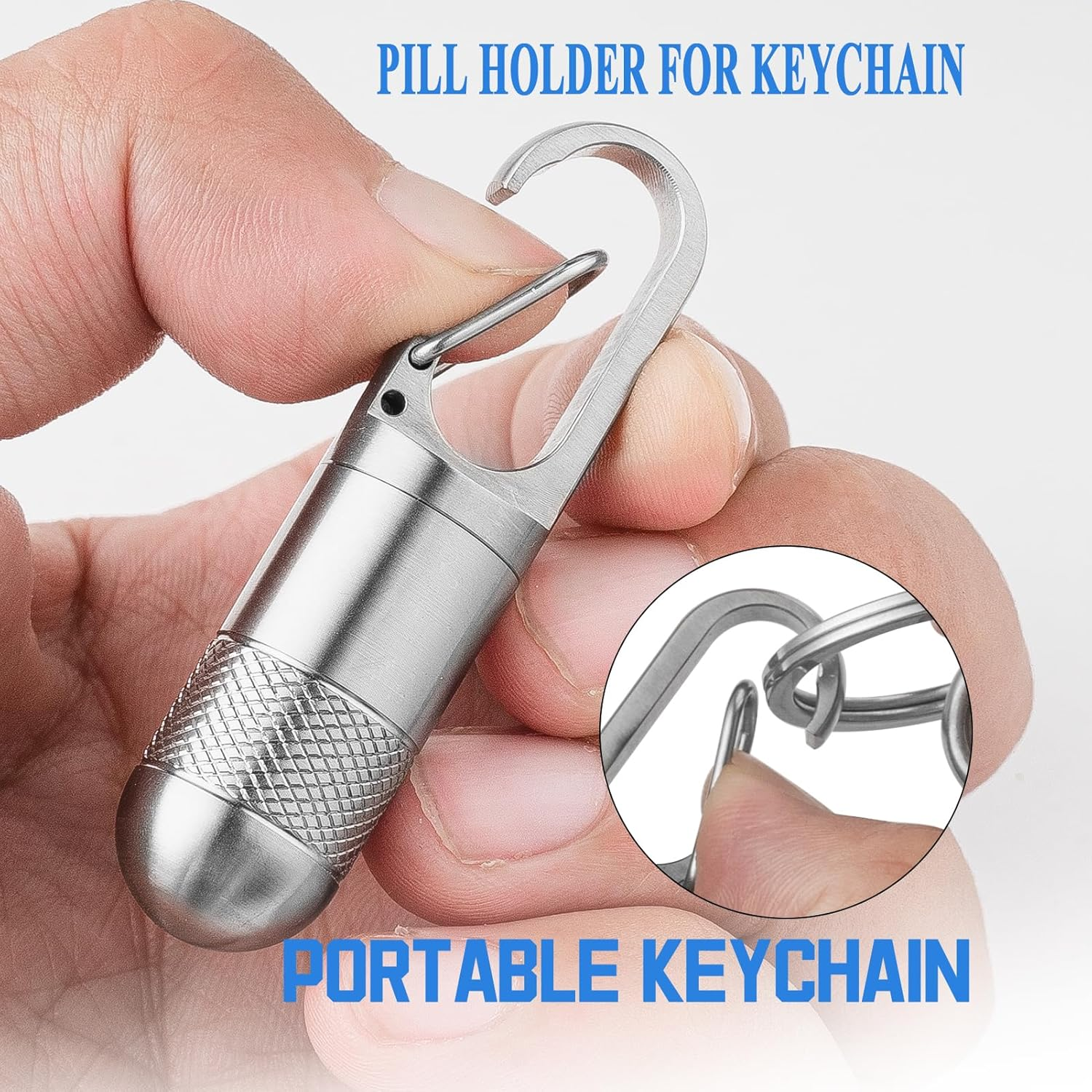 TISUR Small Titanium Pill Case, Keychain Pill Holder Travel Pill Box Container Multitool EDC Every Day Carry for Men (Gray Titanium Small - 1.06 Inch) - Gray Titanium Medium - 2.16 Inch image number 2