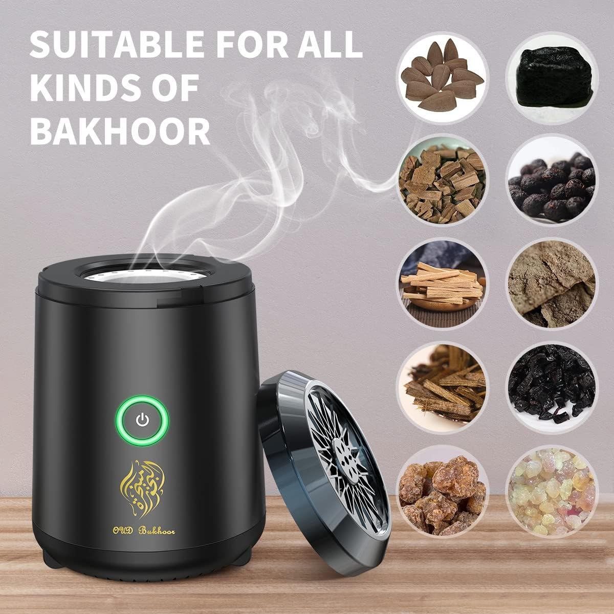 Portable Mini Incense Burner Bakhoor Rechargeable USB Aroma Diffuser Electric Arabic Incense Holder Muslim Home Decoration image number 3