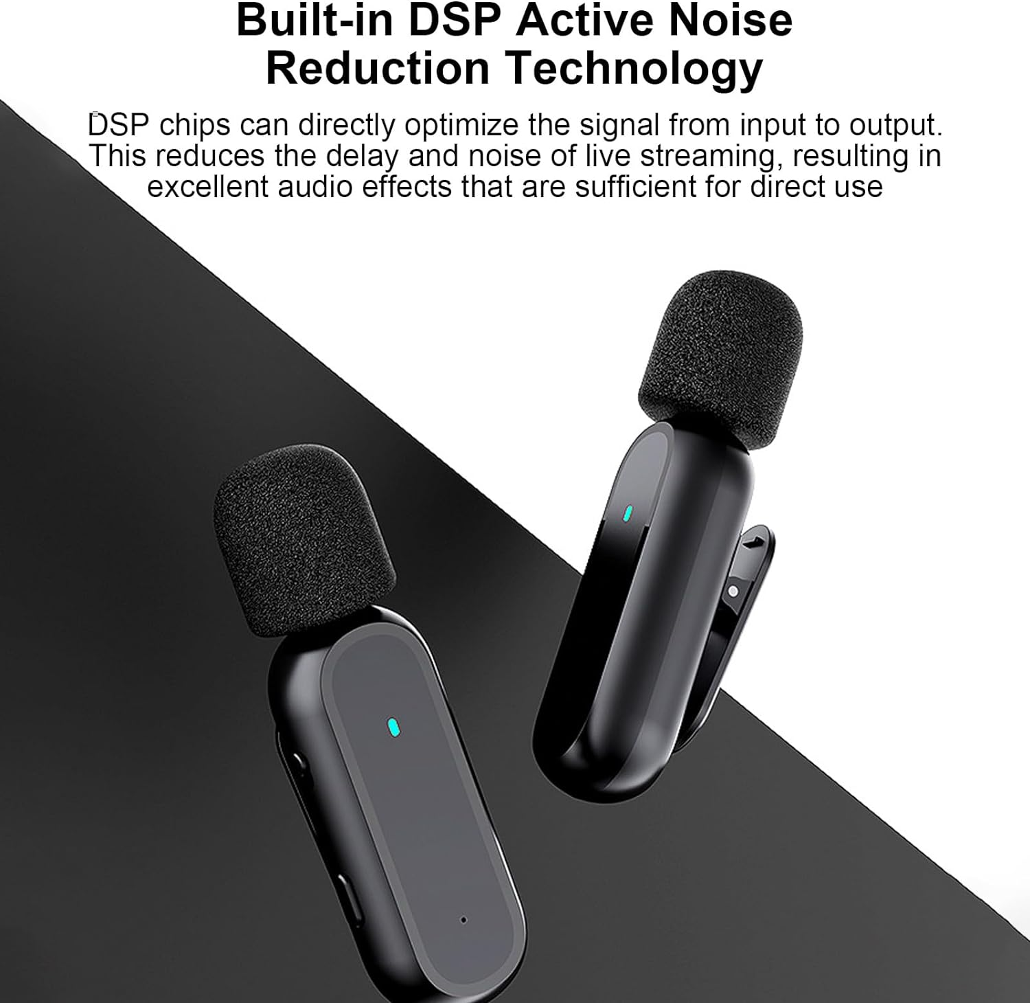 Domary Wireless Clip-On Microphone Wireless Mic Receiver and Transmitter with Charging Box for Type-C Mobile Phone Rechargeable Microphone with Windscreen image number 3