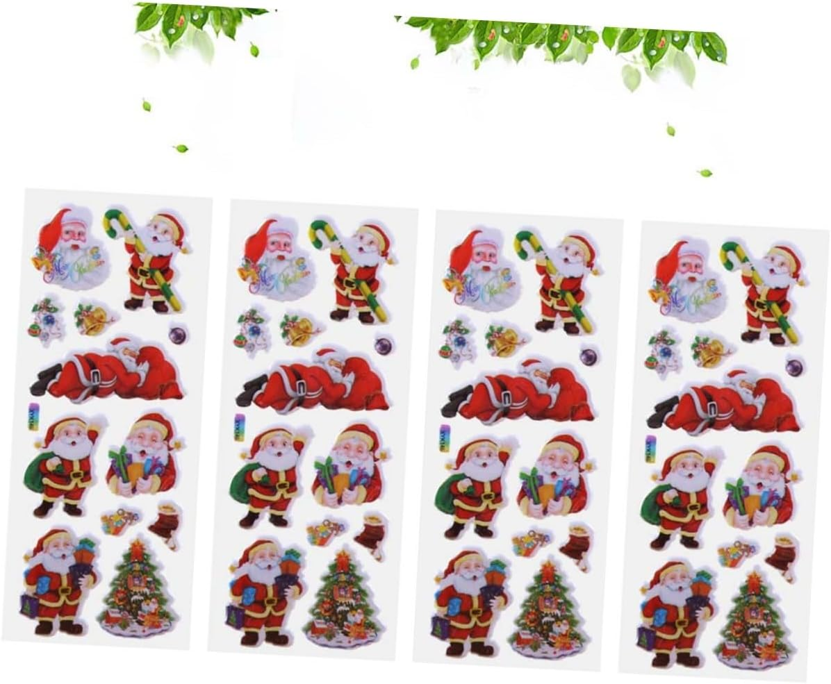Vaguelly 3Sets Christmas Present Stickers Set Santa Claus Tree Stickers DIY Holiday Decorations for Boys and Girls 20Sheets*3