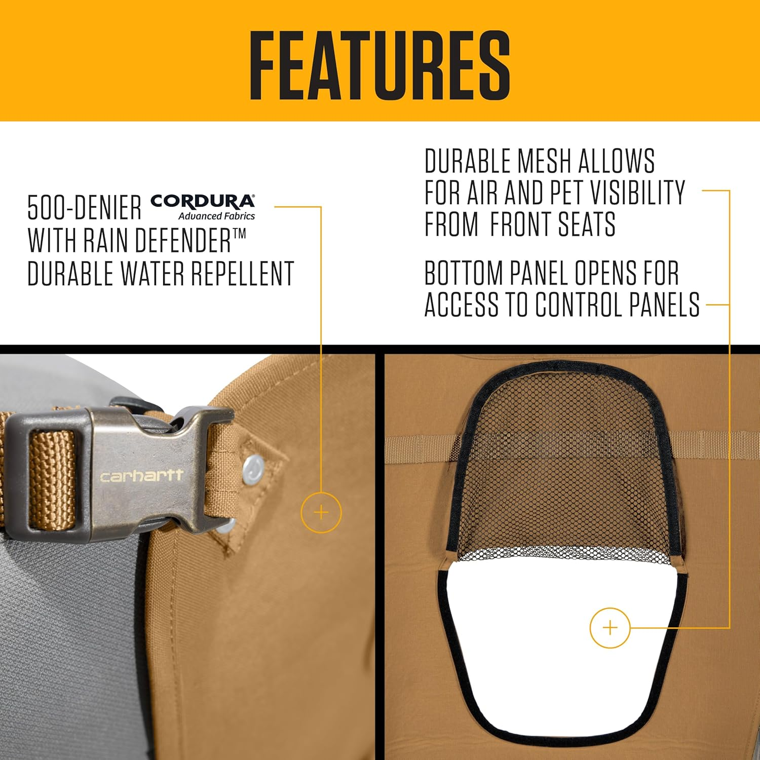 Carhartt Universal Nylon Duck Pet Barrier, Durable Pet Barrier with Rain Defender Durable Water Repellent, Carhartt Brown image number 5