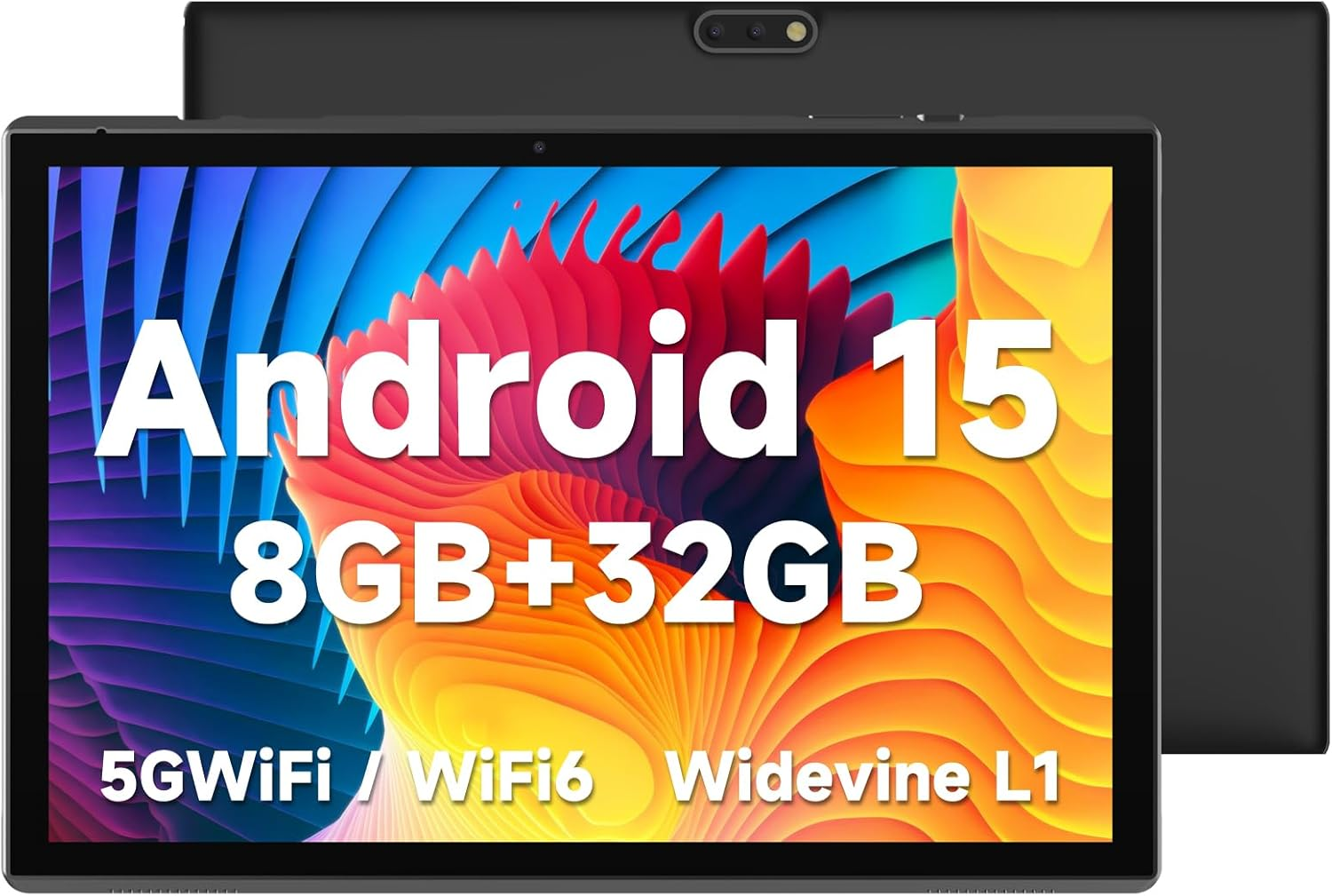 10 Inch Tablet Android 15 Tablet PC, 10.1" Android Tablets DDR4 8GB RAM(5GB Expand) 32GB ROM 2MP+8MP Dual Camera Wifi-6 BT Support 1TB Expand 10 in IPS Tab 6000Mah Battery Powerful Performance Tablets