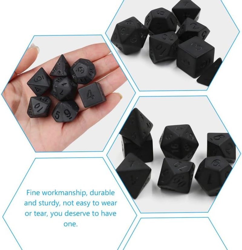 7Pcs Polyhedral Dice Set - Frosted Black Acrylic Dice for Tabletop Roleplaying Games, Includes D20, D12, D10, D8, D6, D4 - Ideal for RPG, Board Games, Party Props image number 4