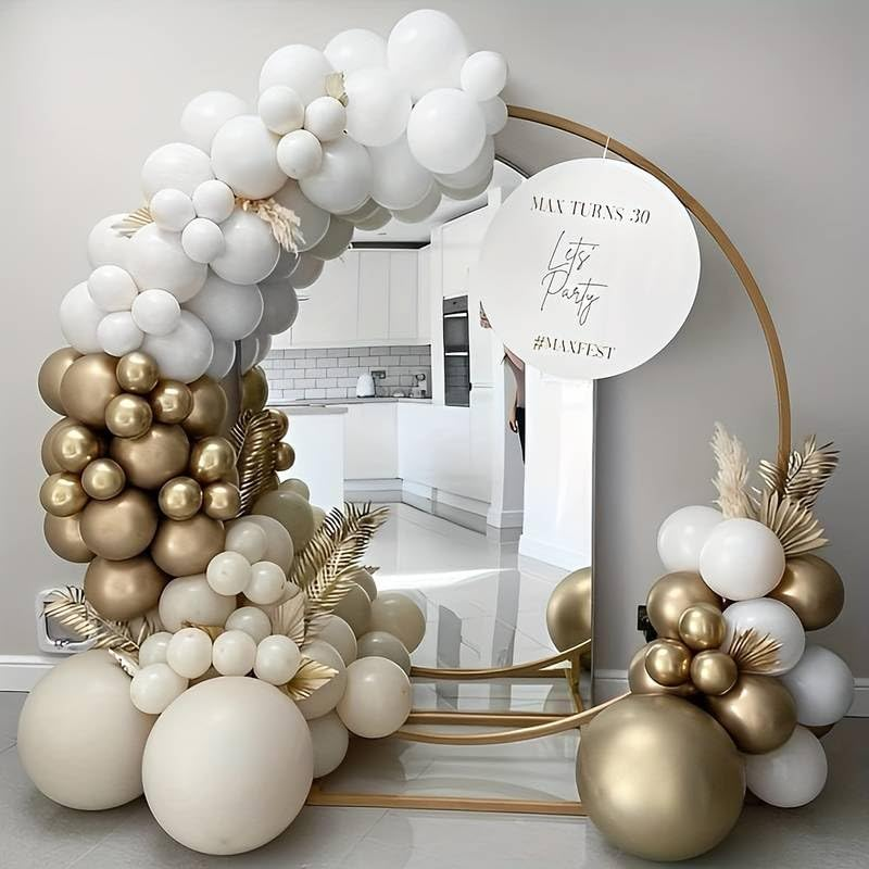 Sand White Gold Balloon Arch Kit, White Beige Chrome Gold Balloons Cream Balloons Metallic Gold Balloons for Boho Neutral Baby Shower Wedding Bridal Shower Birthday Decorations&hellip; image number 3
