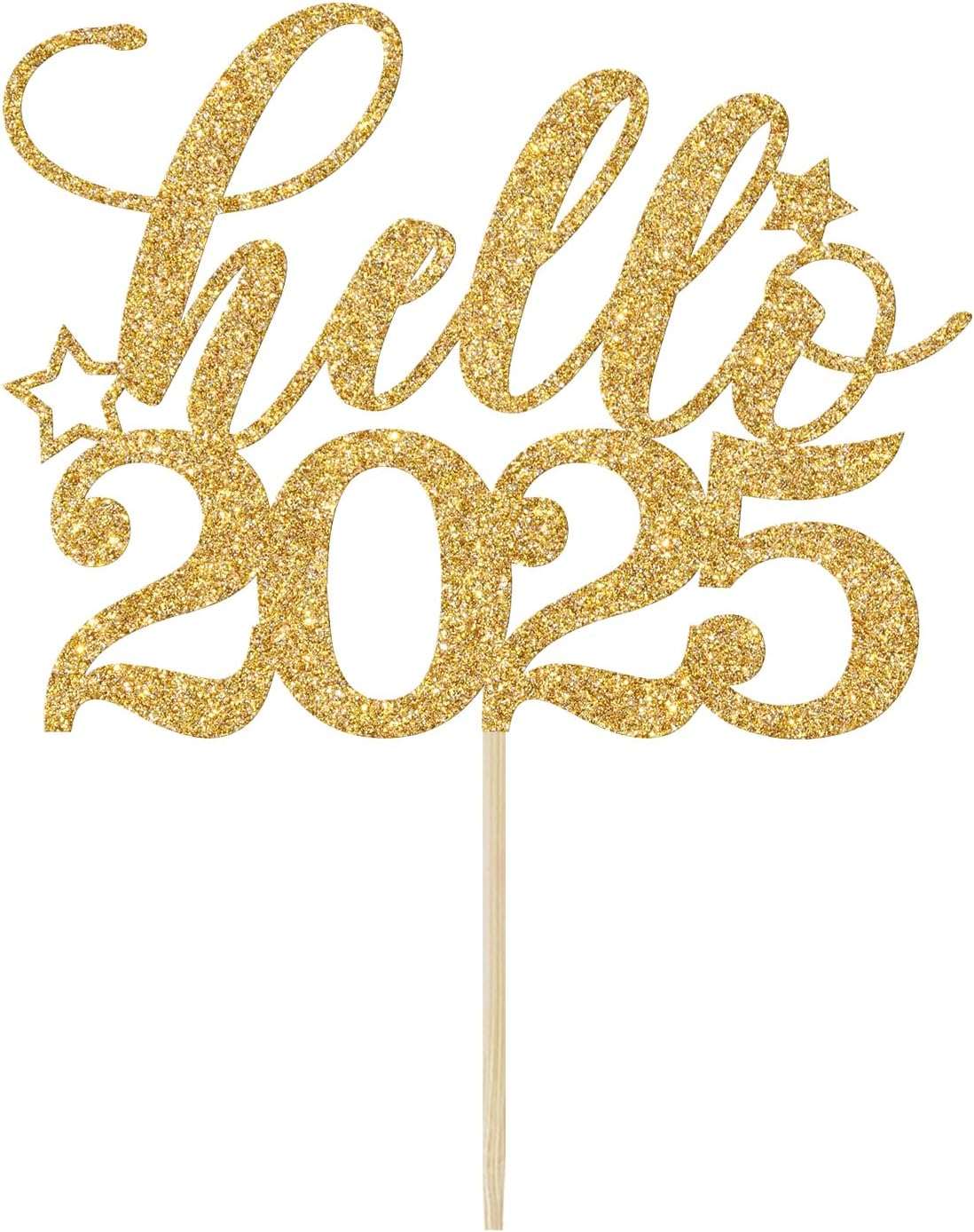 Hello 2025 Cake Topper, Happy 2025 Party Decor, Happy New Year Cake Decorations, 2025 New Years Eve Party Decorations Supplies, Gold Glitter