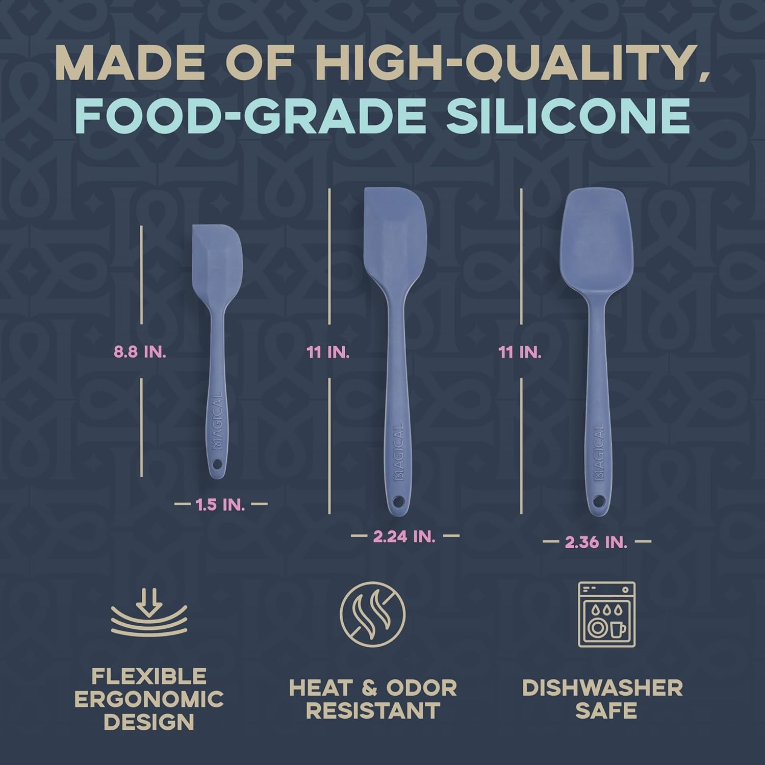 Magical Butter Machine Silicone Spatulas 3-Pack: Heat-Resistant, Non-Slip Grip, Easy to Clean Kitchen Essential for Mixing, Scraping, Flipping, and Serving image number 4