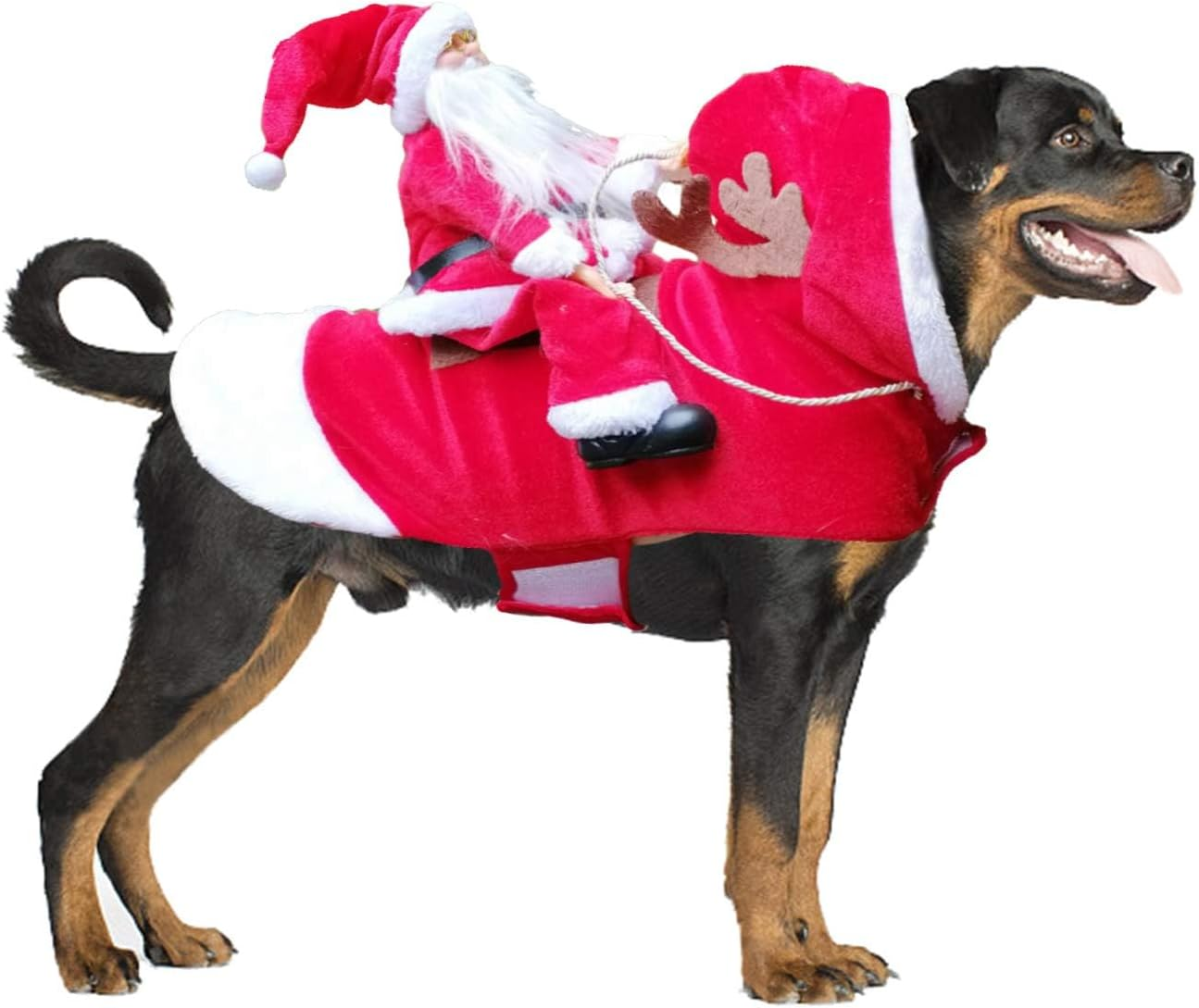 Santa Dog Costume Christmas Pet Clothes Santa Claus Riding Pet Cosplay Costumes Party Dressing up Dogs Cats Outfit for Small Medium Large Dogs Cats (Xl(Neck:17.3-20.5" Chest:22.8-29.5")) image number 5