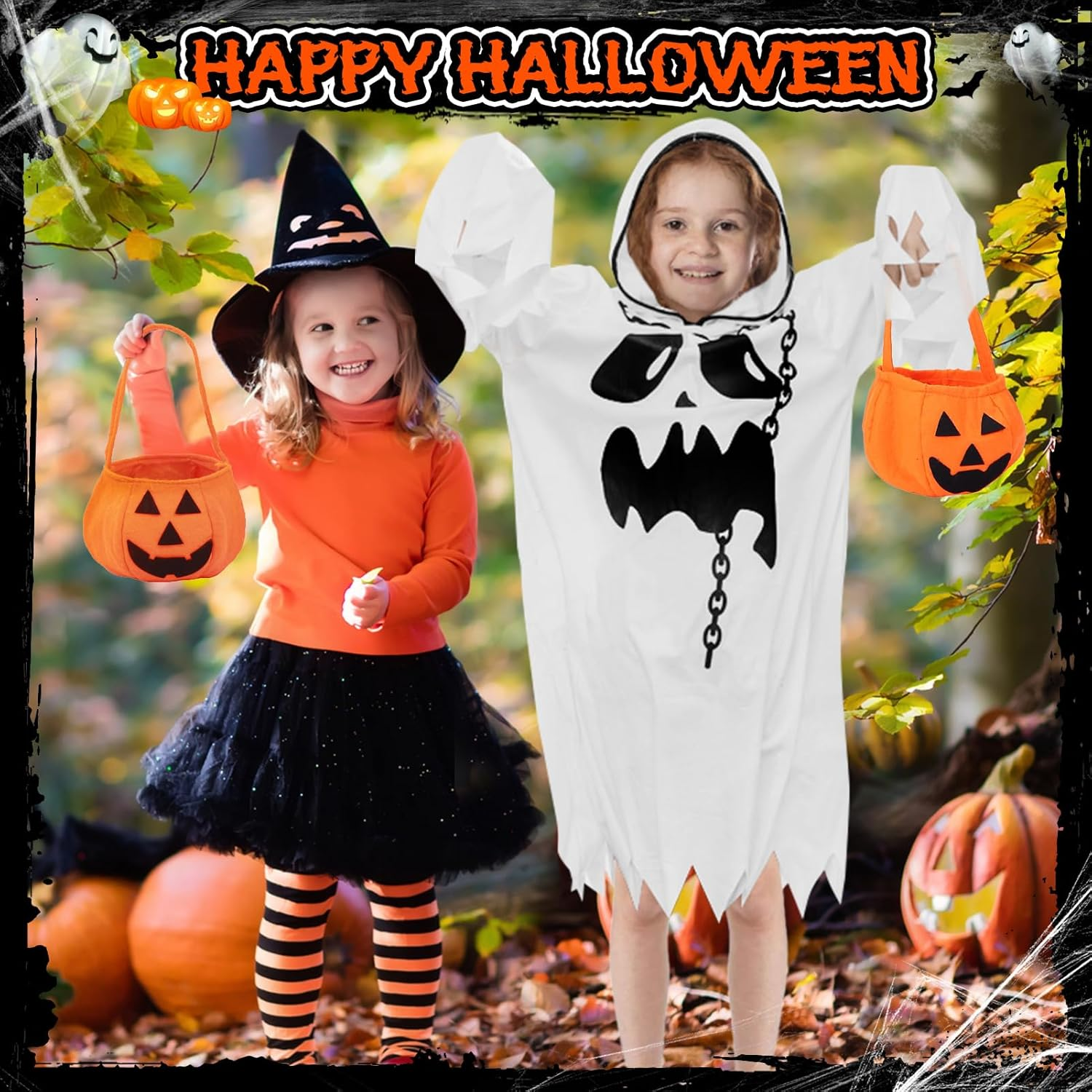 Ghost Costume Halloween Children: Boys Girls Ghost Costume with Handbag - Halloween Costume Ghost for Carnival Fancy Cosplay Party image number 6