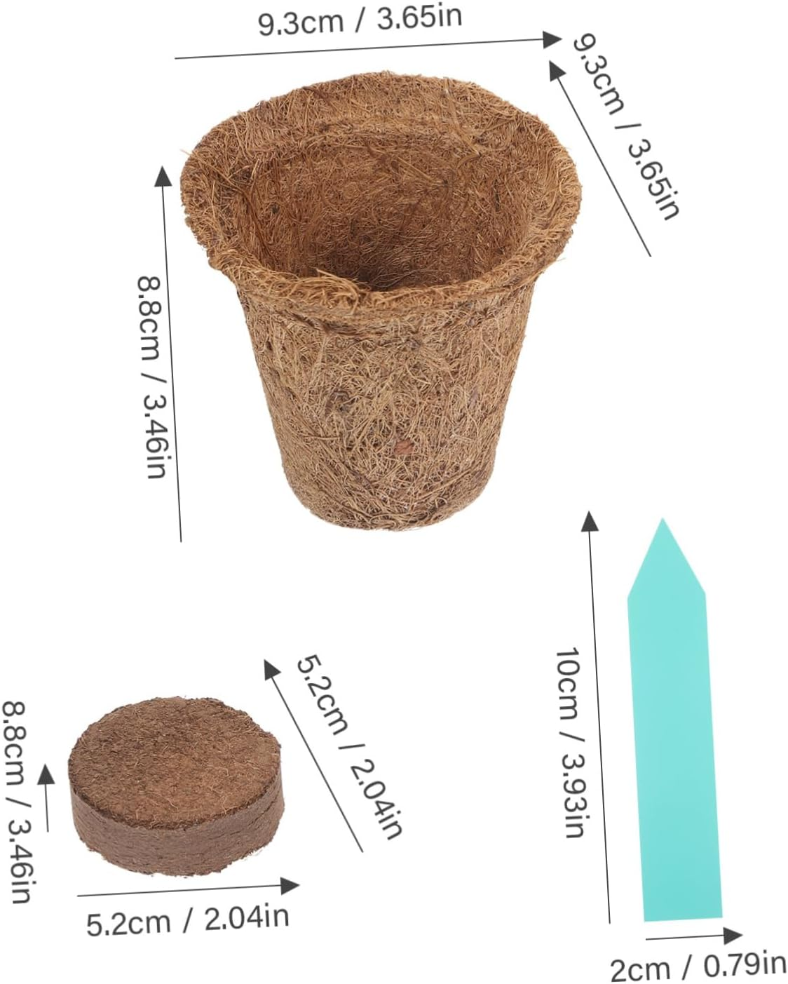 Toddmomy 1Set Coir Plant Nursery Pots Coconut Fiber Cups Nutrient Packs Plant Labels for Easy Transplanting Gardening Supplies image number 4