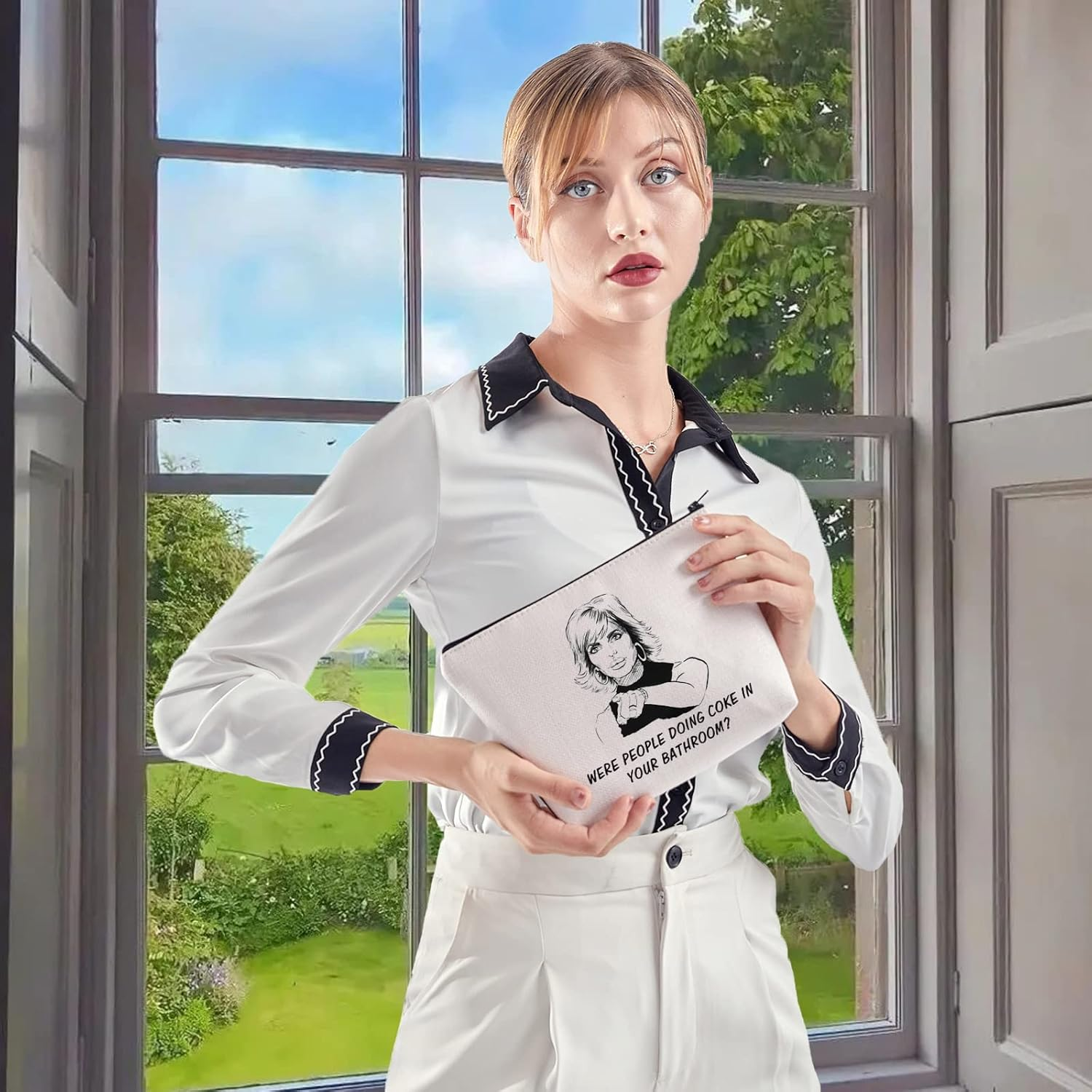 WCGXKO TV Show Gift Were People Doing Coke in Your Bathroom Zipper Pouch Makeup Bag, WERE PEOPLE, Zipper image number 3