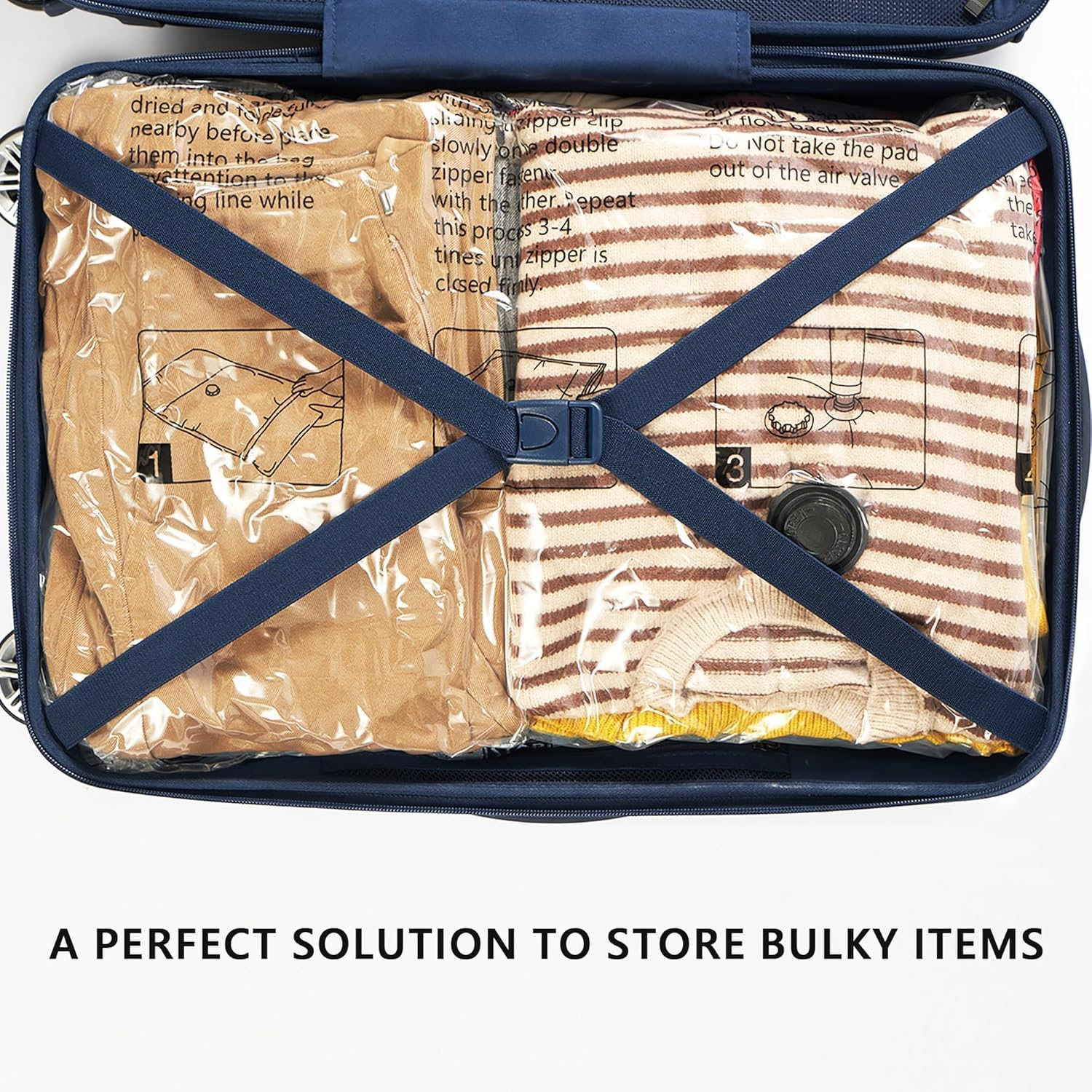 Vacuum Storage Bags 8 Jumbo, Space Saver Bags with Travel Hand Pump, Compression Airtight Sealer Bags for Clothes, Bedding, Pillows, Comforters, Blankets image number 6