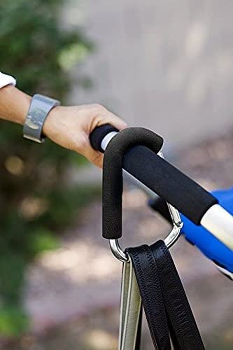 Stroller Hooks, Grocery Bag Shopping Bag Holder Handle Carrier Tool Multi Purpose Snap Hook Organizer Accessories with Soft Foam Grip, Pack of 2, Black - 14Cm*8Cm image number 4