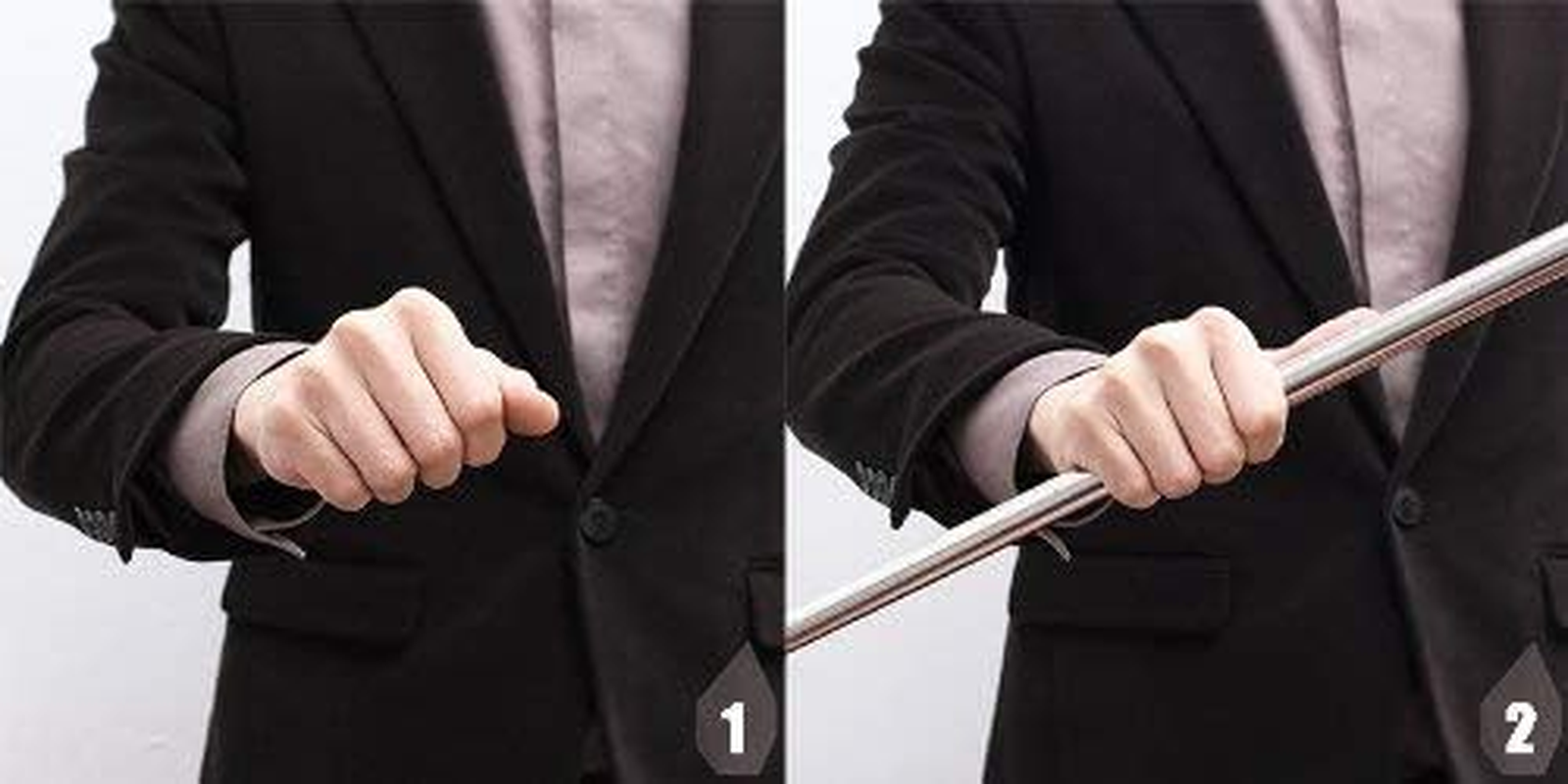 OUERMAMA Silver Metal Appearing Cane with Video Tutorial - Magician Stage Magic Trick - Black image number 2