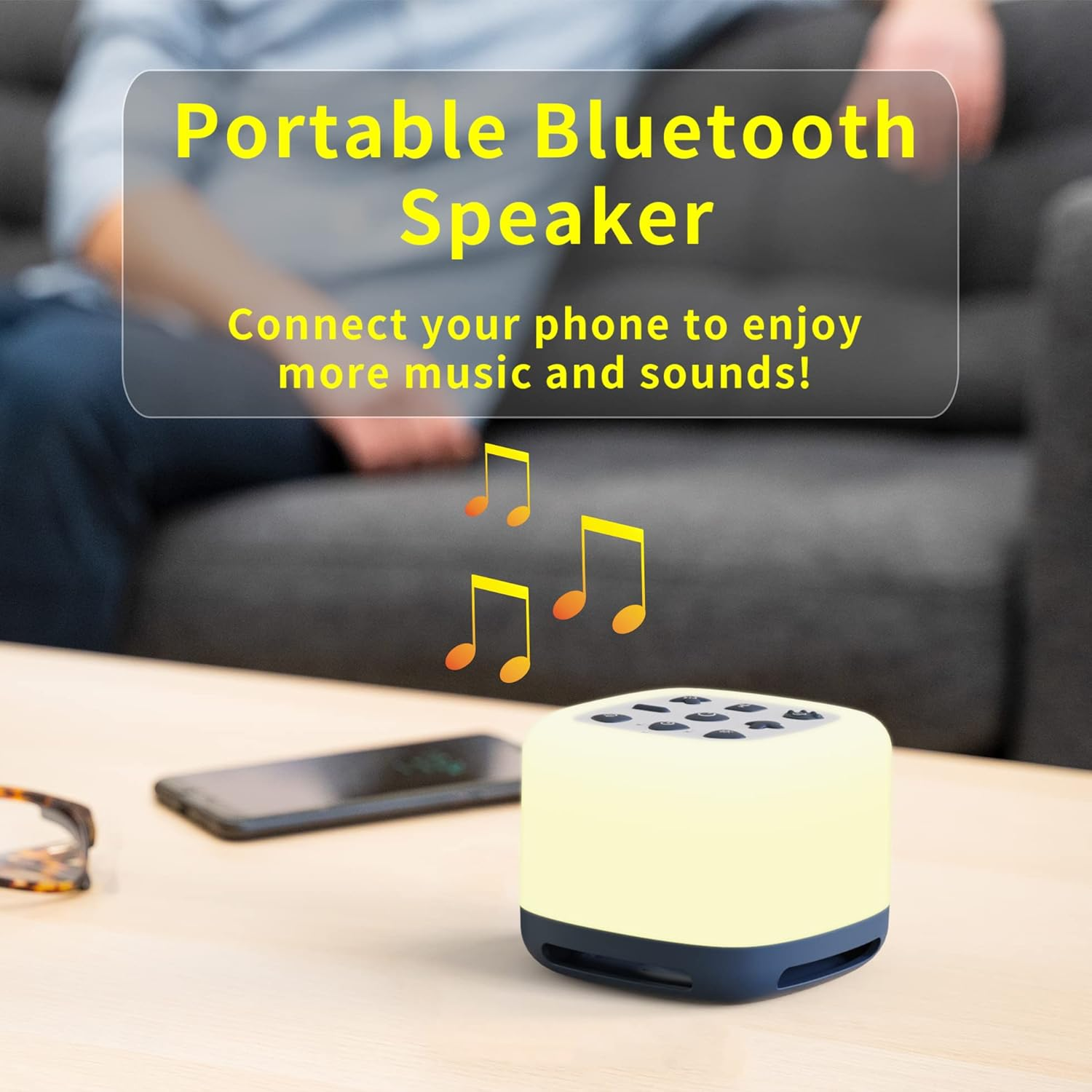 White Noise Sleep Sound Machine with Night Light, 40 Soothing Sounds for Baby Kids Adults, Auto-Off Timer,Portable for Travel, 5-Level Nursery Light(Bt)