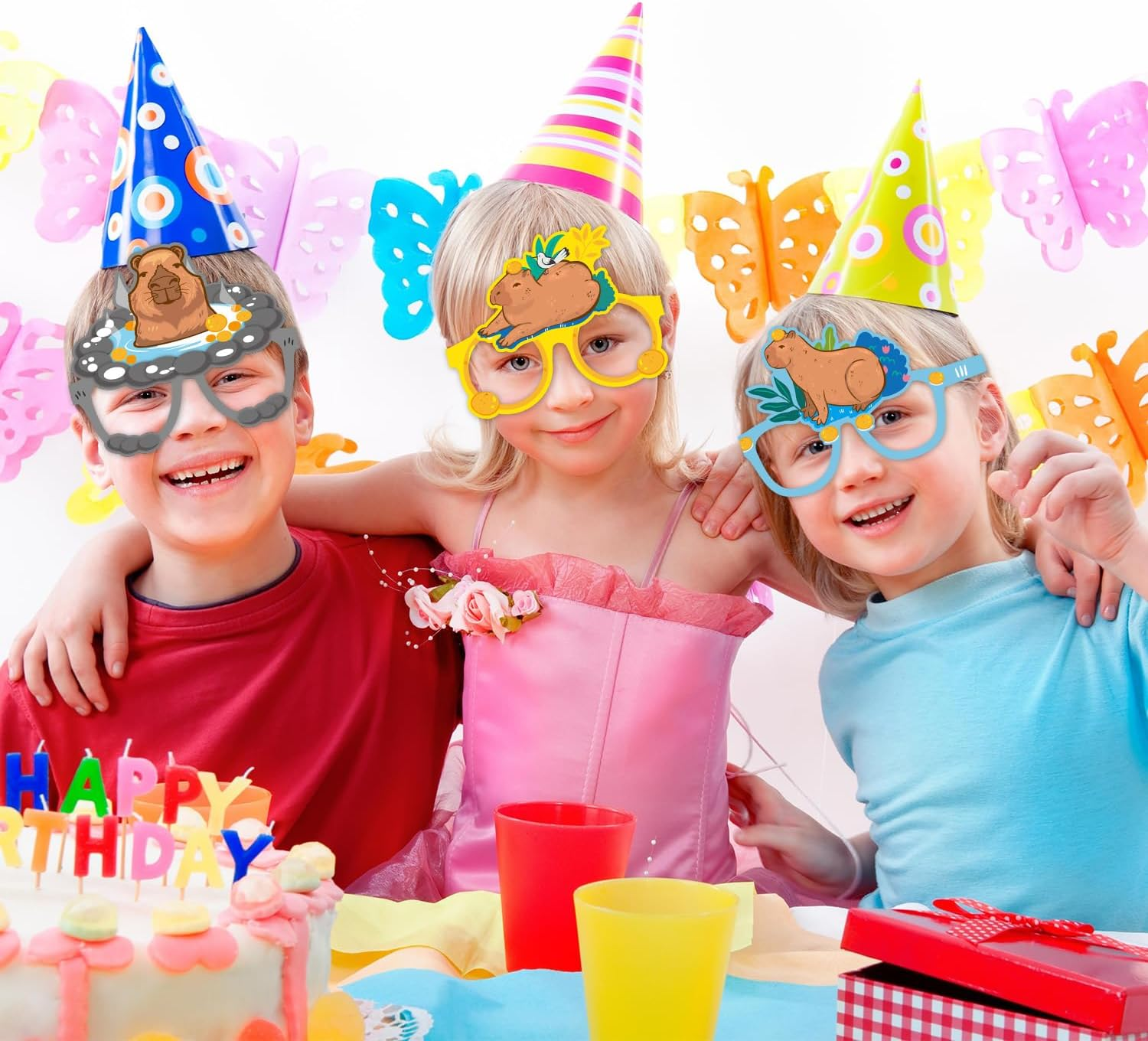 12Pcs Capybara Party Favors Glasses, Capybara Dress up Masks Photo Booth Prop Cosplay Birthday Gift Supplies for Kids image number 3