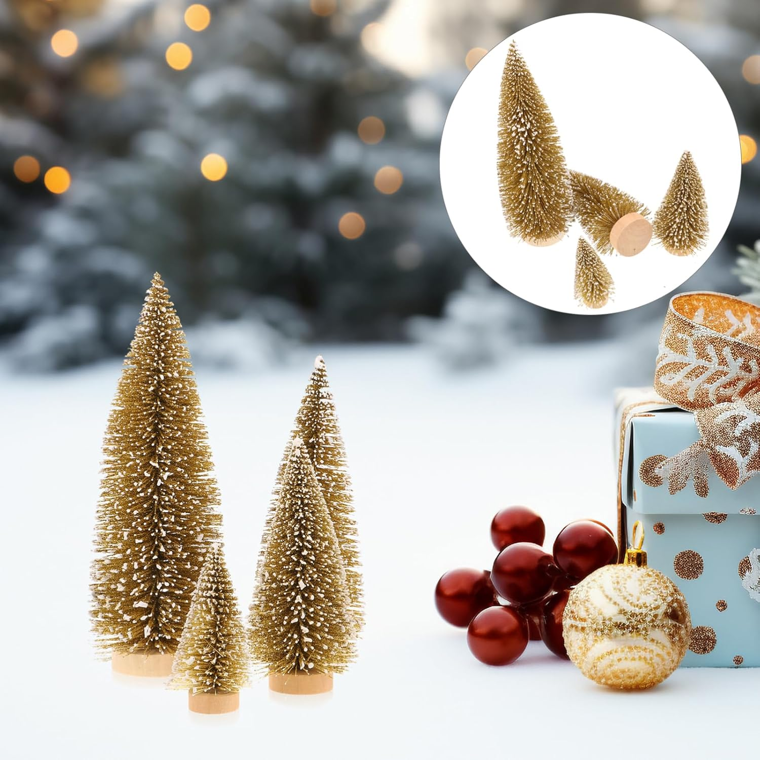 12Pcs Xmas Tree Pendants Desktop Christmas Decorative Flocking Adornment Craft Supplies for Christmas Tree Flowers Decorations image number 6