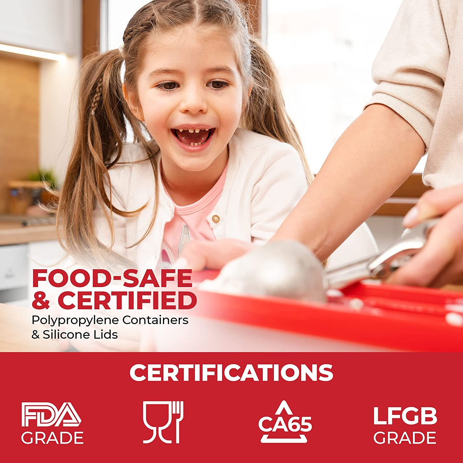 2 Pack Ice Cream Containers with Lids, 1.5 Quarts Reusable Homemade Long Ice Cream Tubs, Freezer Storage Container Perfect for Sorbet, Frozen Yogurt and Gelato, Red image number 6