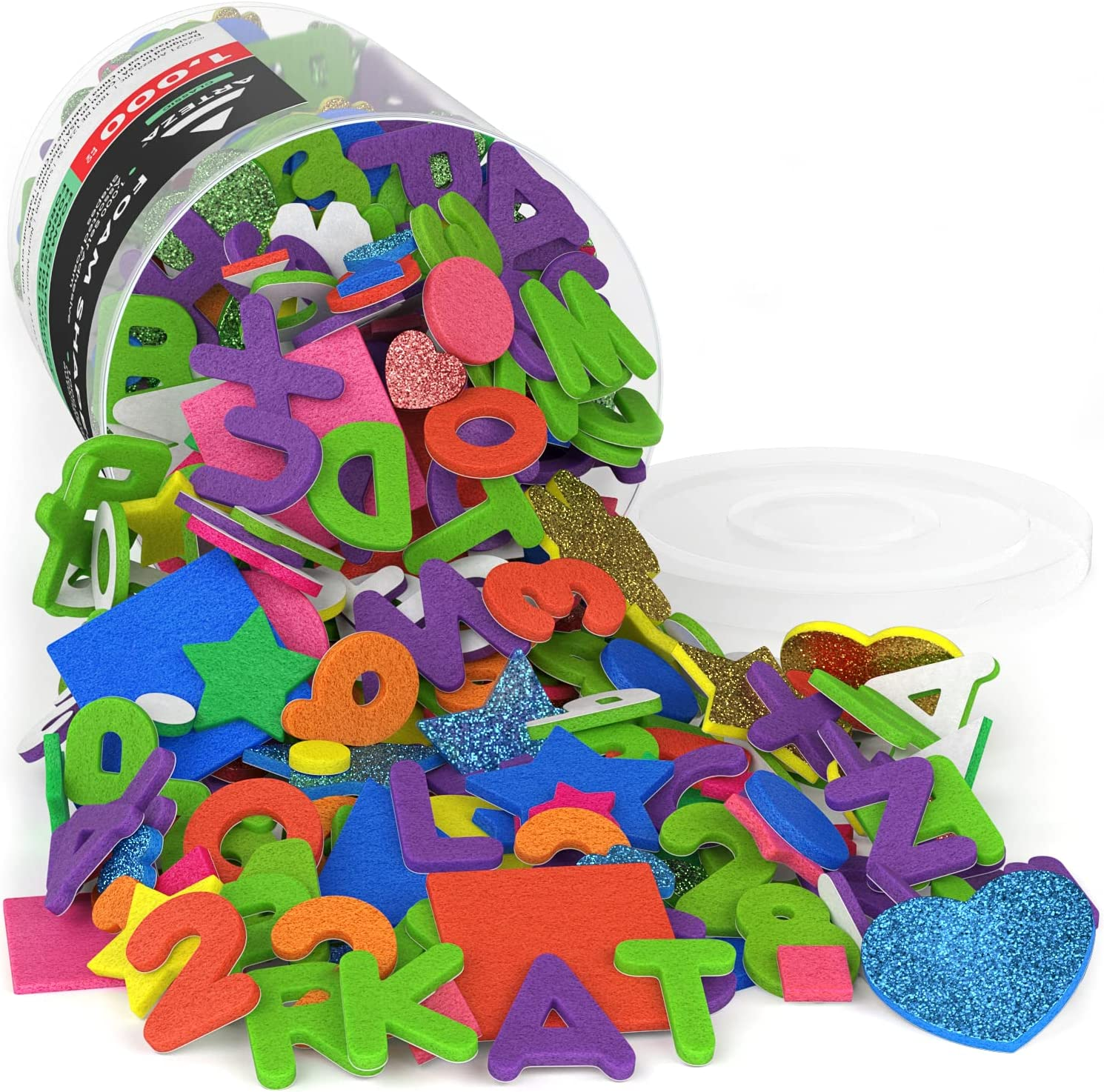 Arteza EVA Foam Shapes, 1000 Pieces, Assorted Colors, Peel and Stick Self-Adhesive Foam Pieces, Craft Supplies and Materials for the Classroom, Learning Centers, and After-School Projects