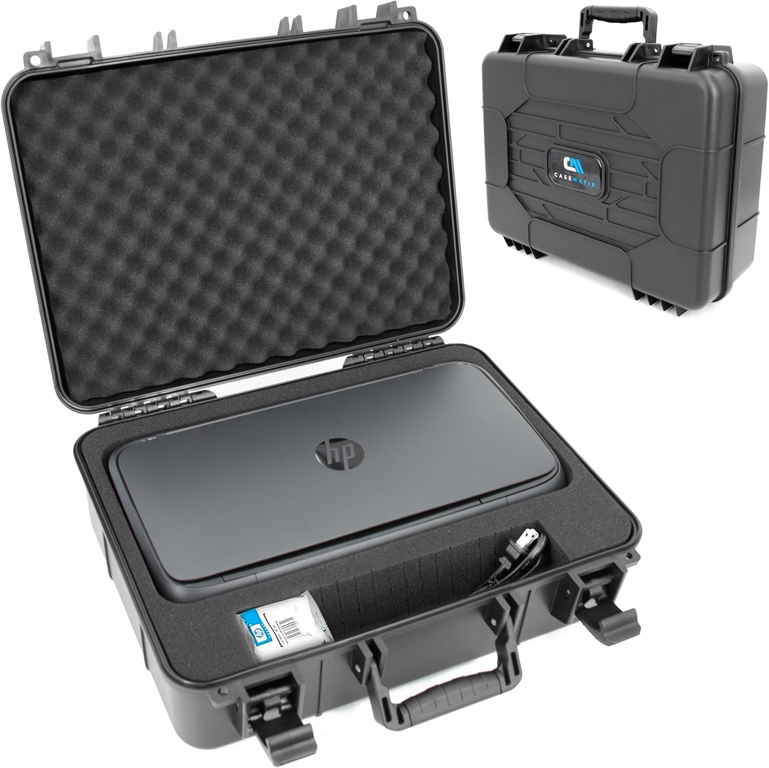 CASEMATIX Portable Printer Carry Case Compatible with HP Officejet 250 Wireless Mobile Printer, Ink Cartridges and Power Cable image number 2