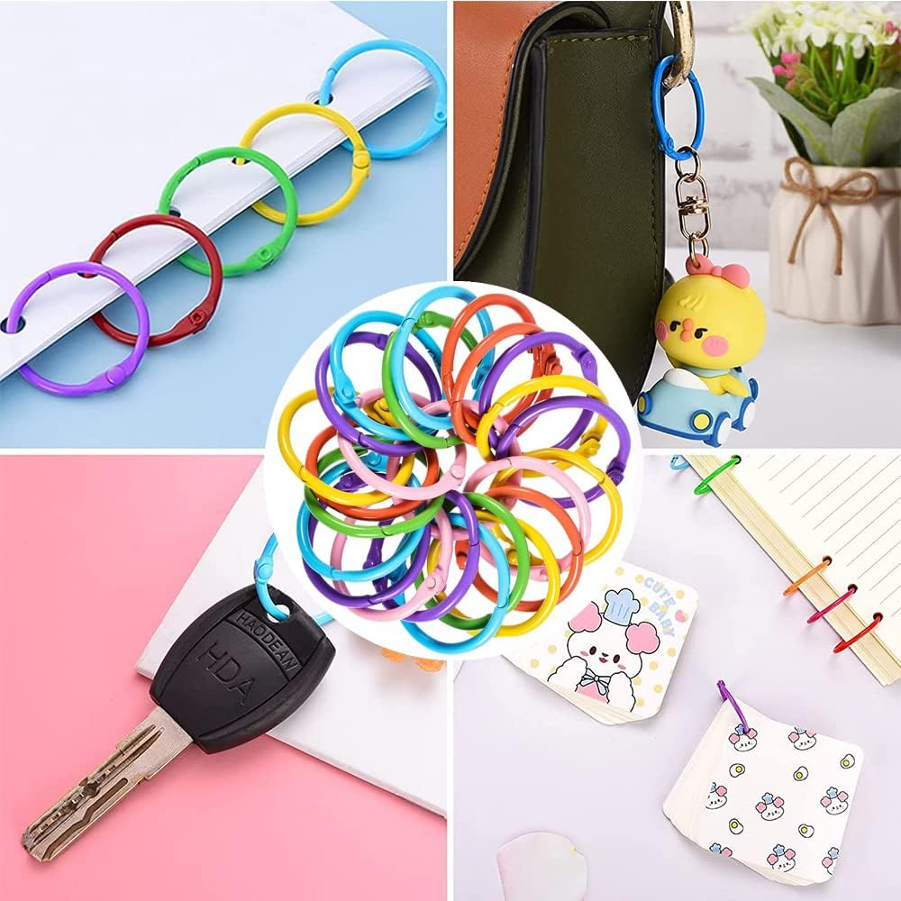 Colorful Metal Binder - Durable Loose Leaf Book Rings, 60Pcs Keychain Rings for Notebooks, Cards, Documents, and Papers | Premium Metal Binder Rings for Organizing and Binding image number 2