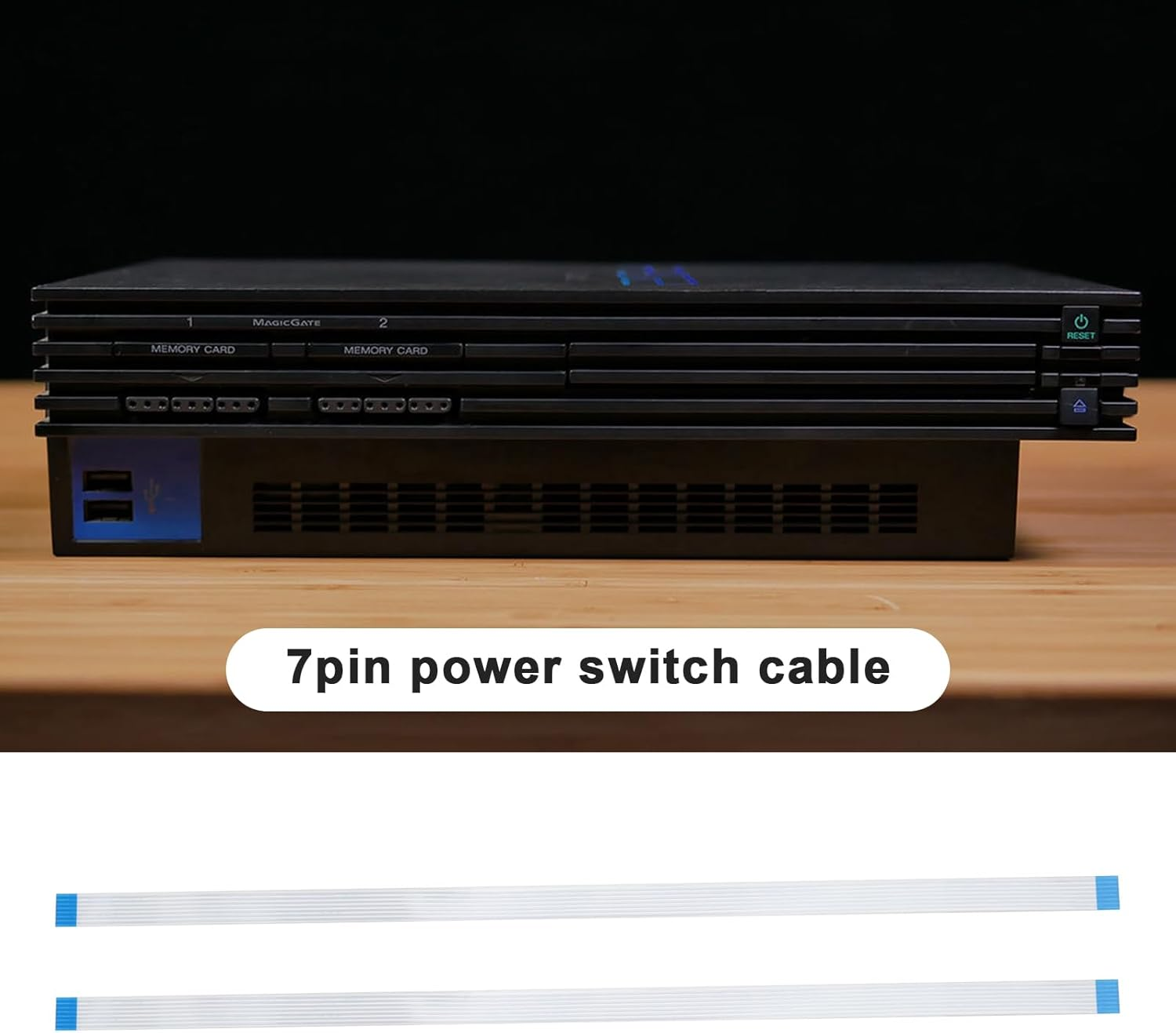 Create Idea 2Pcs 7Pin Power Reset Button Ribbon Flex Cable Replacement Controller Flex Cable Compatible with Sony PS2 30001-39001 Controller Repair Part image number 4