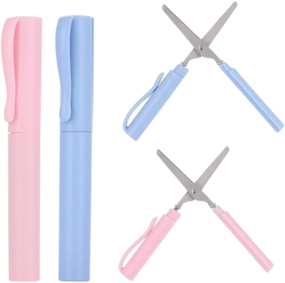 2 Pack Portable Pen Shape Scissors Small Paper Scissor Creative Safe Folding Scissors DIY Multifunction Paper Cutting Art Tool for Office School image number 5