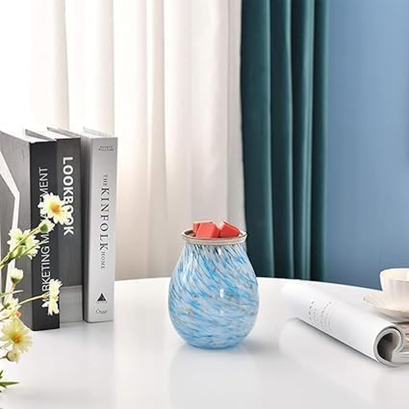 Glass Electric Essential Oil Warmer Electric Incense Wax Tart Burner with 7 Colors LED Changing Light Wax Melter Warmer Fragrance Night Light Aroma Decorative for Home Office Bedroom Living Room Gifts image number 4