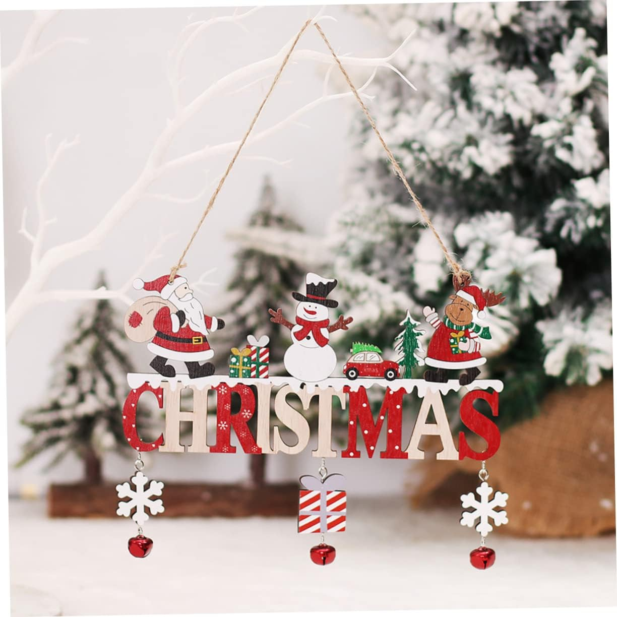 Old Man Snowman House Pendant Welcome Sign for Front Door Christmas Welcome Signs for Porch Decoration Christmas Home Decorations image number 5