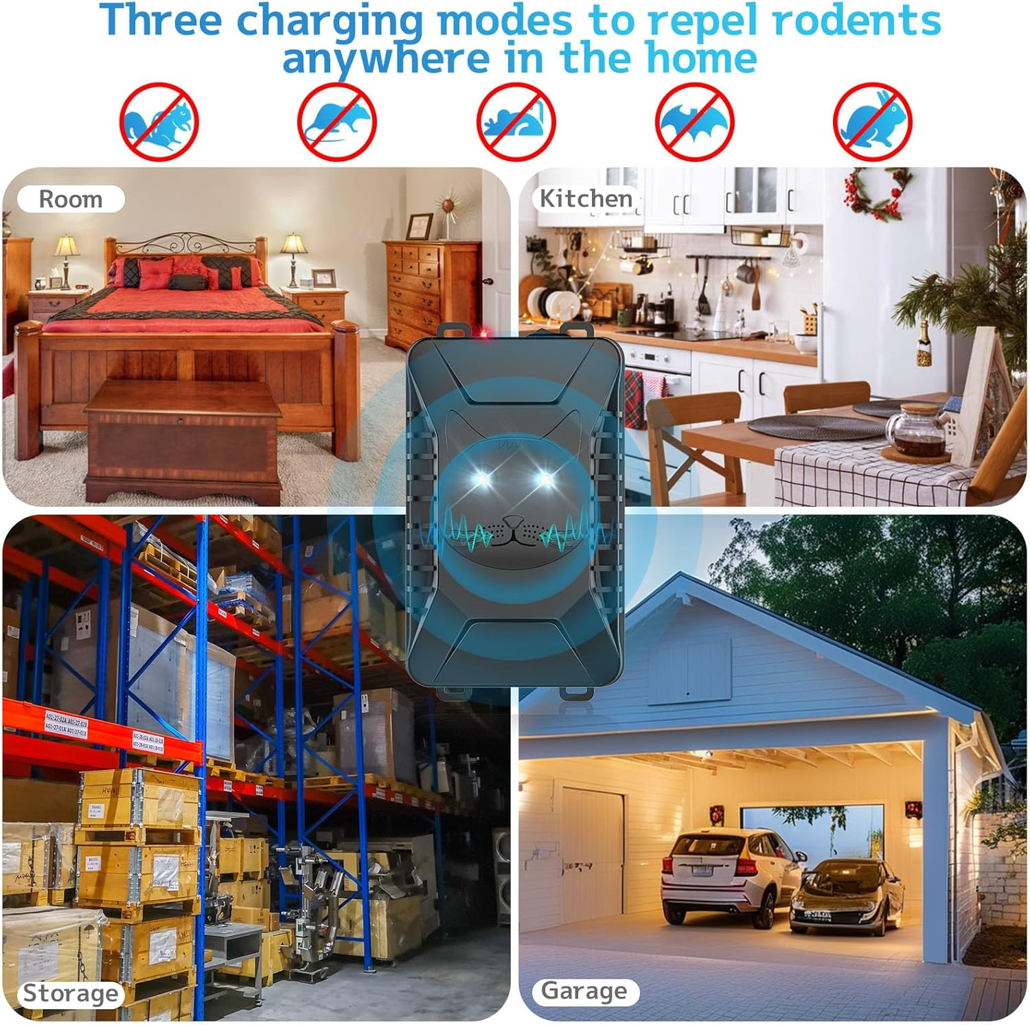 Car Rodent Repeller under the Hood, 2 Pack Battery Powered Plug-In Mouse Repellent with Strobe Light, Smart Detection Keeps Mice Away from Car Engines, Indoors, Outdoors image number 3