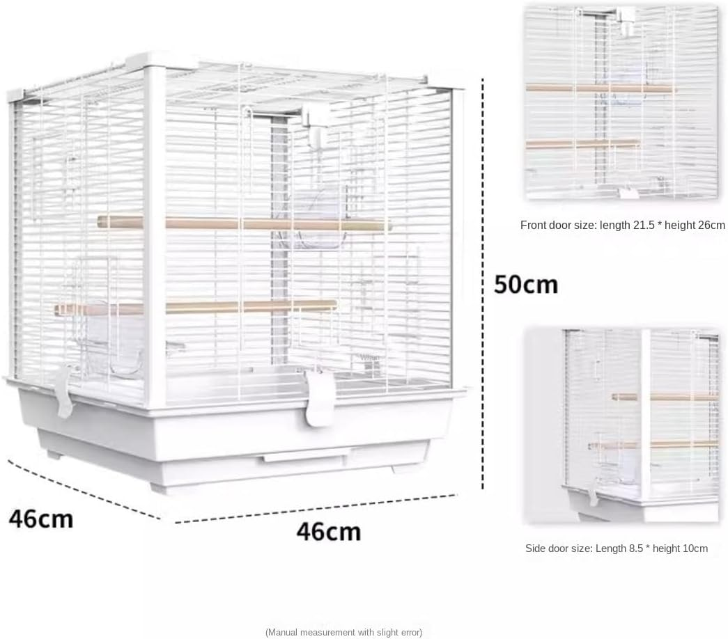 Bird Cage Birdcage Square Metal Bird Cage with Bird Feeder, Tray for Parrots Conures Lovebird Cockatiel Parakeets Bird Cages (Color : Pink, Size : 46 * 46 * 50Cm) image number 5