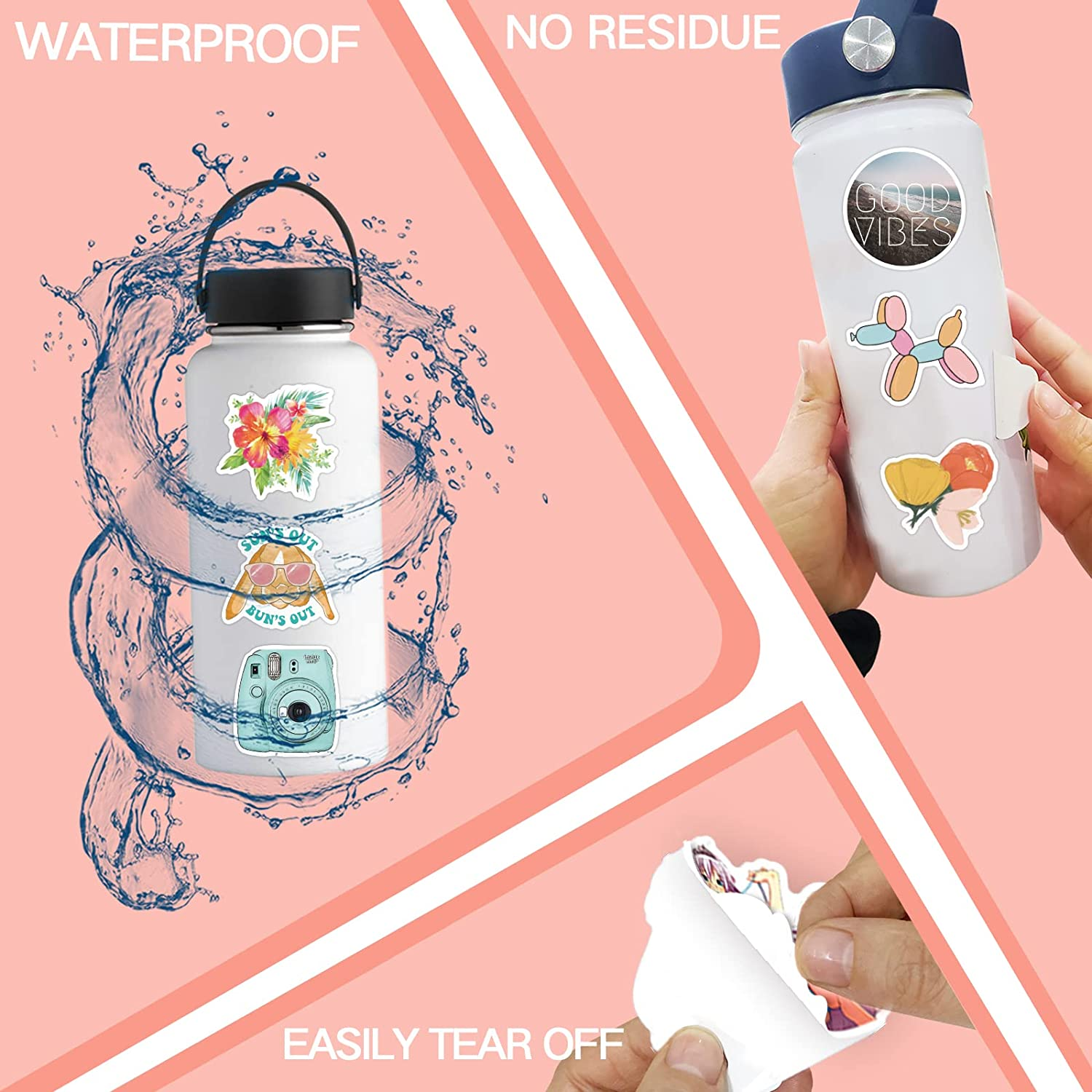 Aesthetic Stickers 200PCS VSCO Aesthetic Vinyl Cute Asthetic Stickers for Journaling,Water Bottle Sticker Pack for Teens Girls Kids image number 2