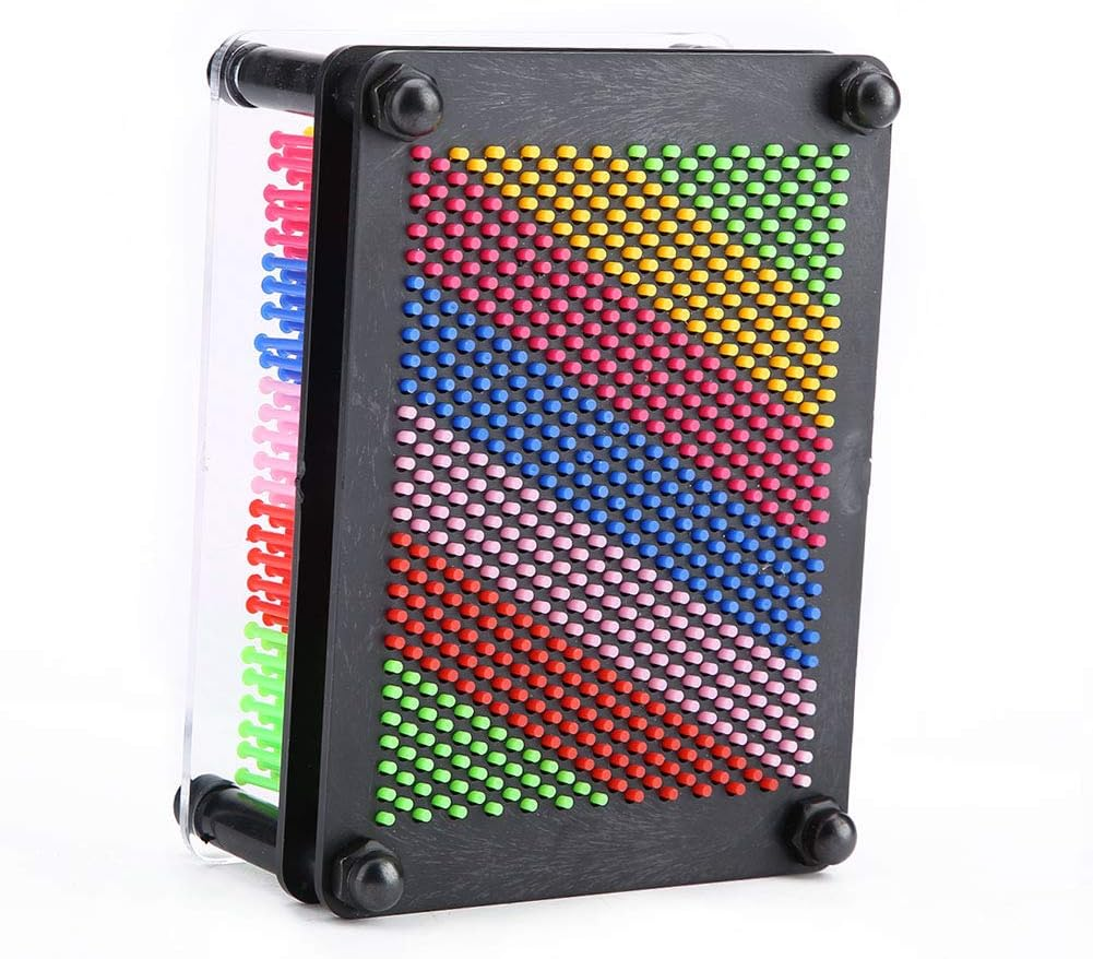 Pin Art Board, Silver Classic 3D Pin Art Desk Toy for Creative Visuals, Stress Relief Game for Home and Office (Black Background Trumpet) image number 1