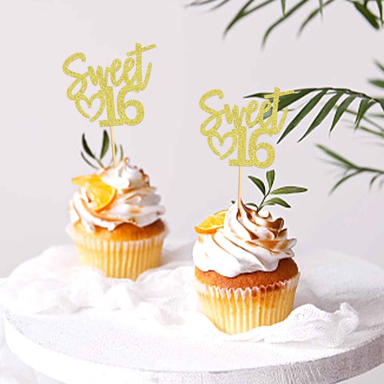 24 Pack Sweet 16 Cupcake Toppers Happy Sweet 16 Sweet Sixteen Birthday Cupcake Picks Happy 16 for 16Th Birthday Adult Men Women Wedding Anniversary Party Cake Decorations Supplies Gold image number 5