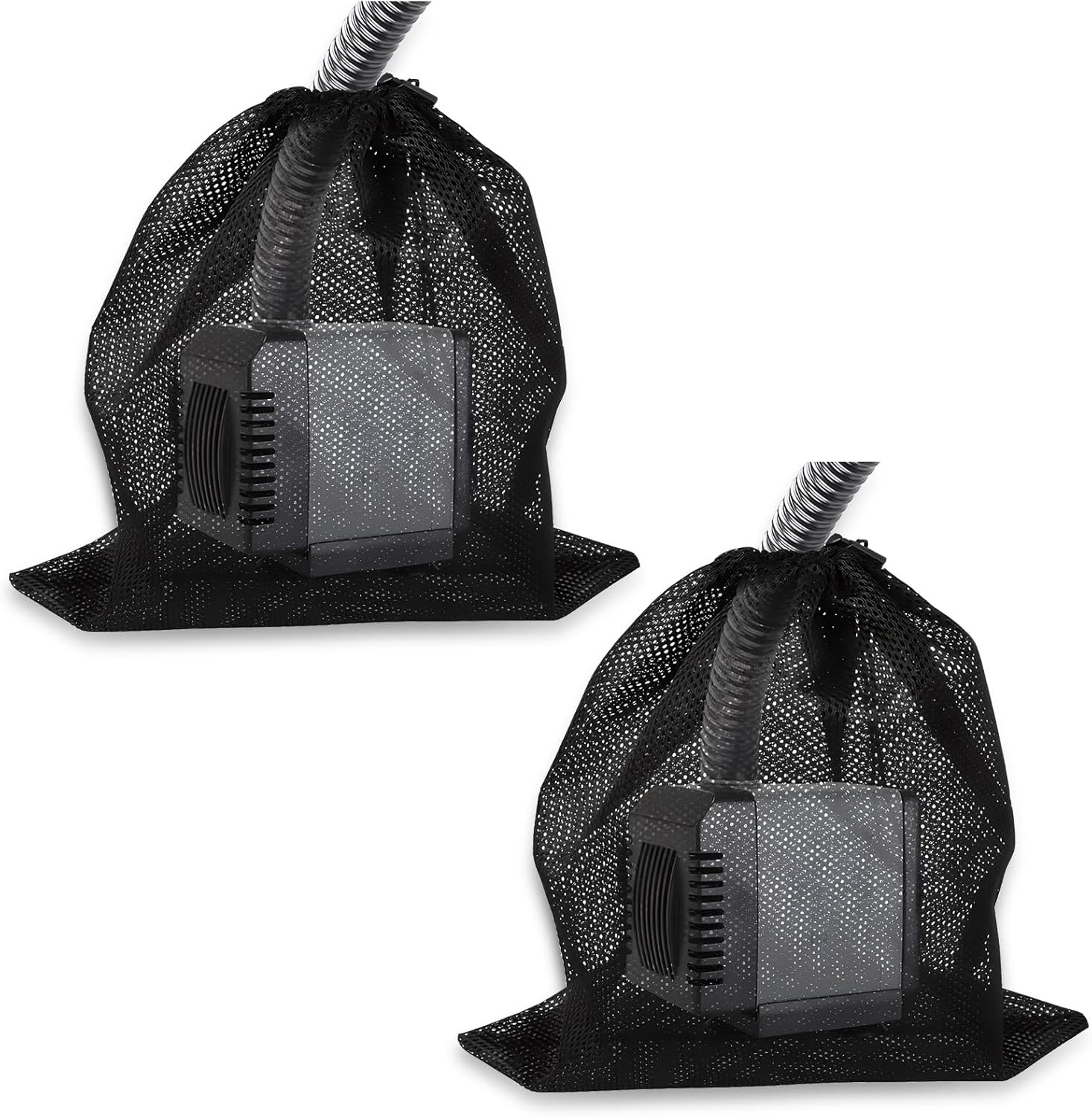 2 Pack Pump Barrier Bag, Black Filter Media Bag, Pump Mesh Bag for Outdoor Water Ponds Filters image number 3