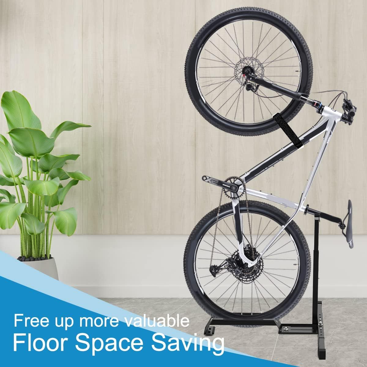 Qualward Vertical Bike Stand Floor Bicycle Rack Adjustable Upright Design, Space Saving for Living Room, Bedroom and Garage image number 1