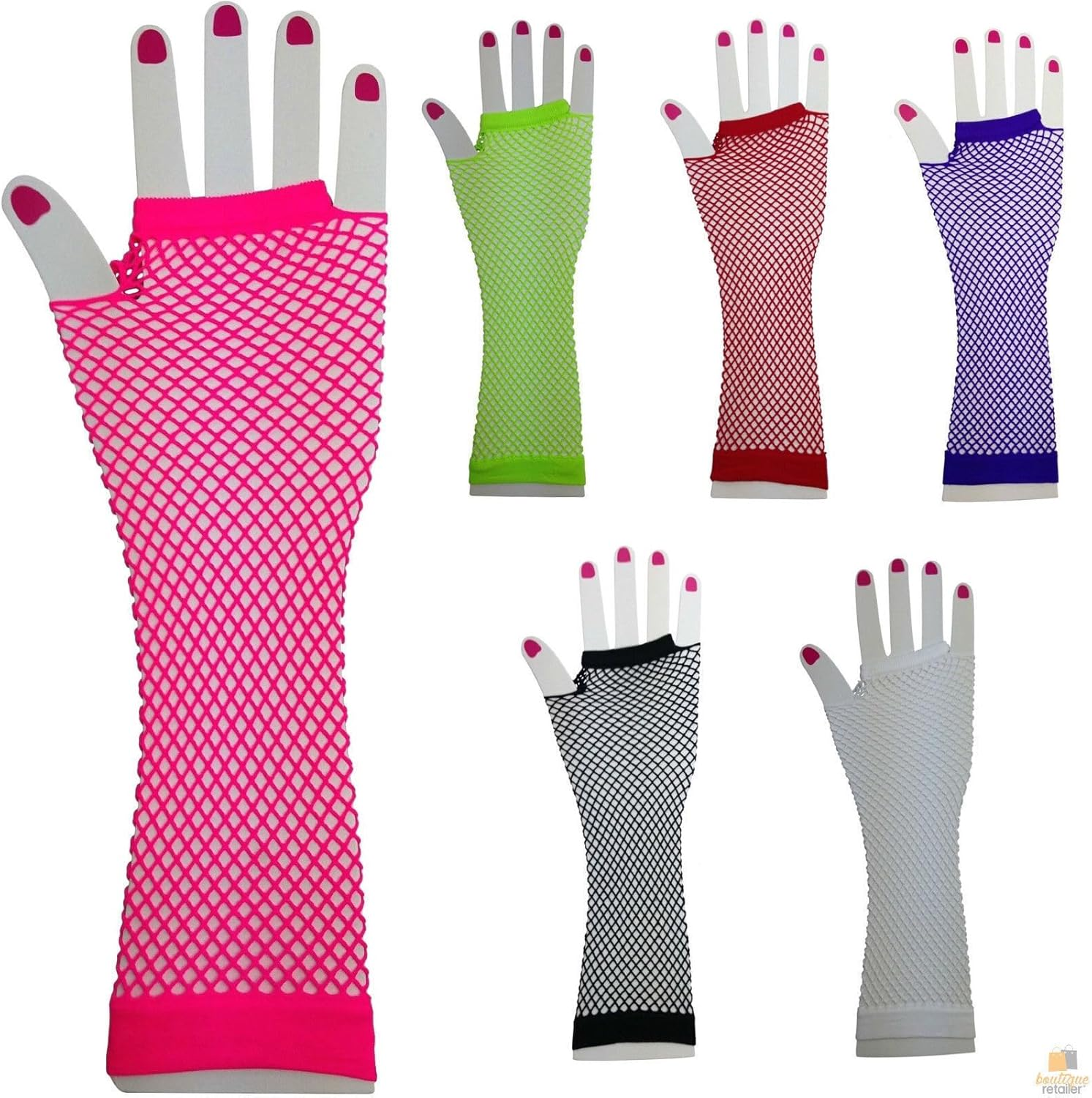 Women'S 70S 80S Elbow Length Fishnet Fingerless Gloves, Light Pink One Size image number 1