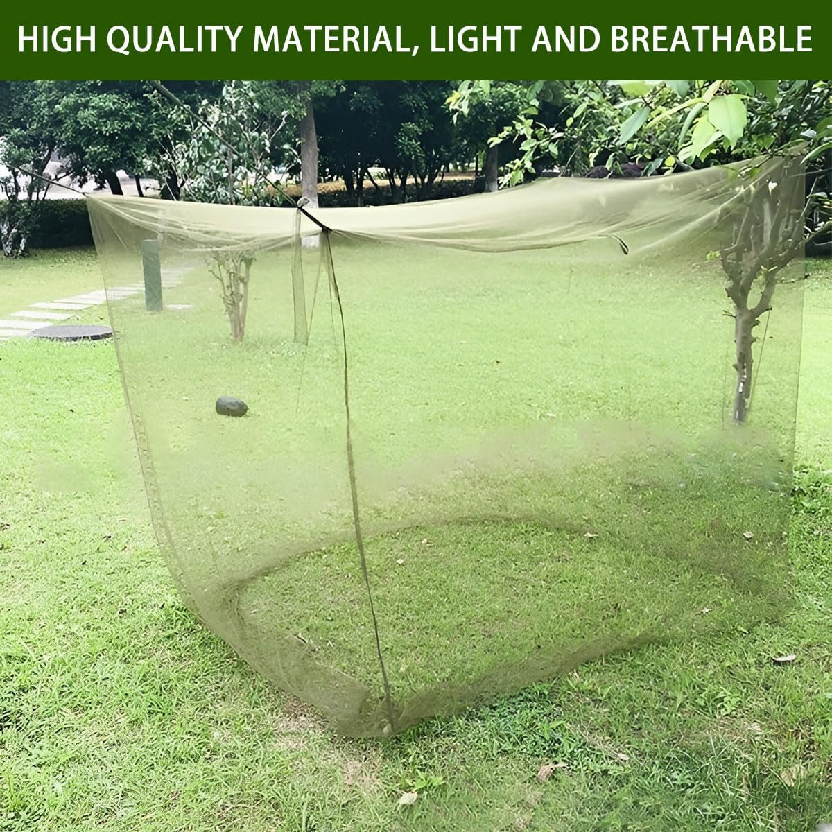 AIMALL Outdoor Single Folding Bed Mosquito Net, Army Green, Light & Breathable, Ultra - Fine Mesh, 2 Sizes image number 4