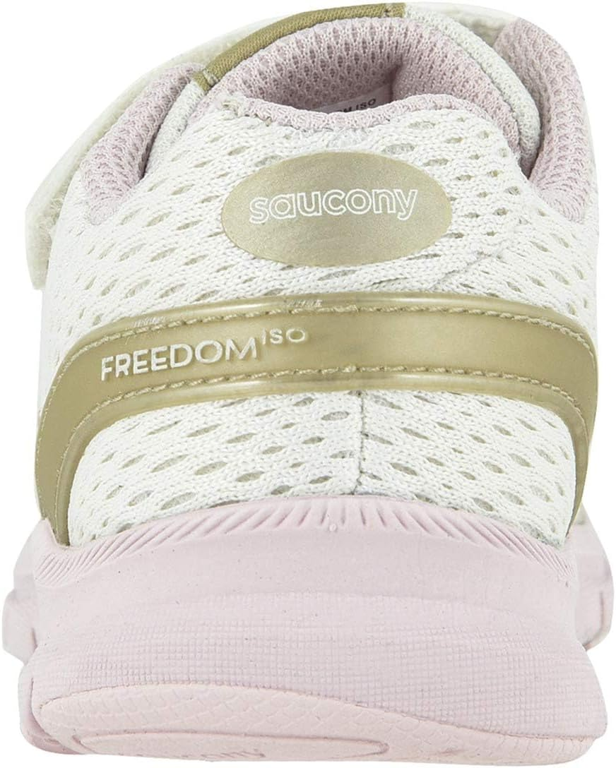 Saucony Girls' Baby Freedom ISO Sneaker, White/Pink/Gold image number 4