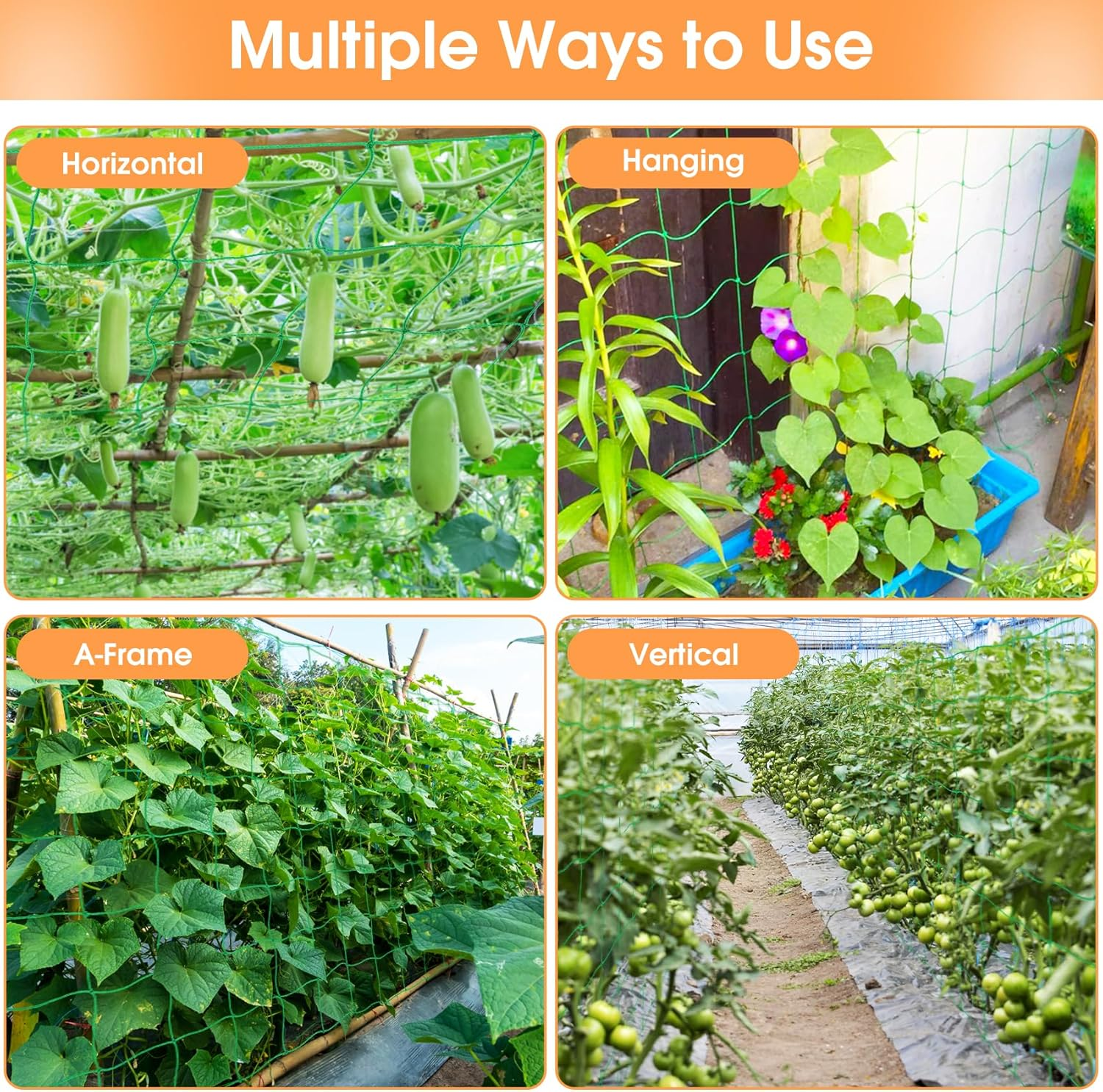 Trellis Net Cucumbers 5 X 1.8 M, Trellis Cucumbers with 50 Cable Ties, Climbing Plants, Tomatoes, Flowers and Other Vegetable Plants image number 4
