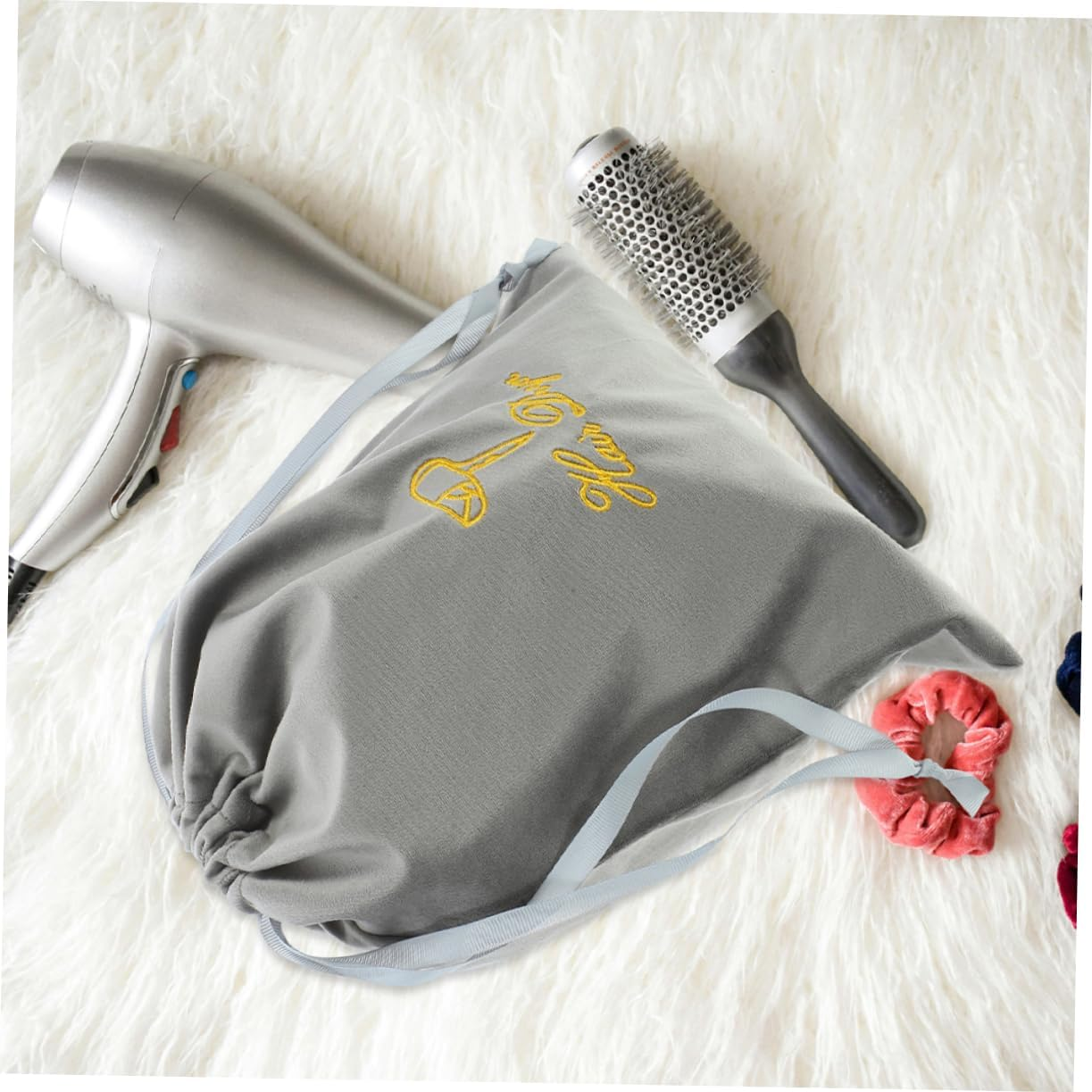 Hair Dryer Drawstring Bags 2Pcs 30X35Cm Embroidered Blow Dryer Storage Pouches Portable Travel Organizer for Women and Men image number 3