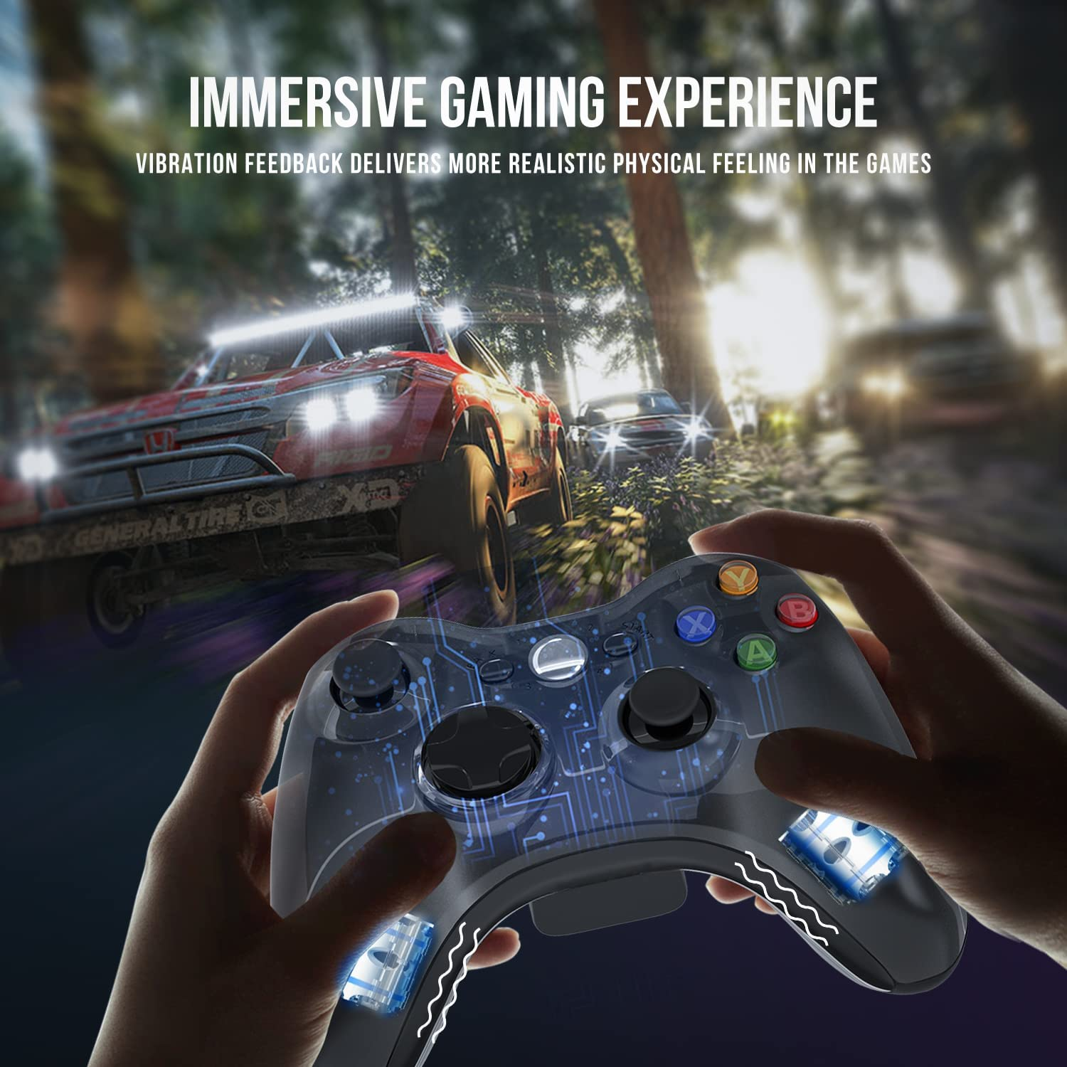 Wireless Controller for Xbox 360, Astarry 2.4GHZ Game Controller Gamepad Joystick for Xbox & Slim 360 PC Windows 7, 8, 10 (Black) image number 3