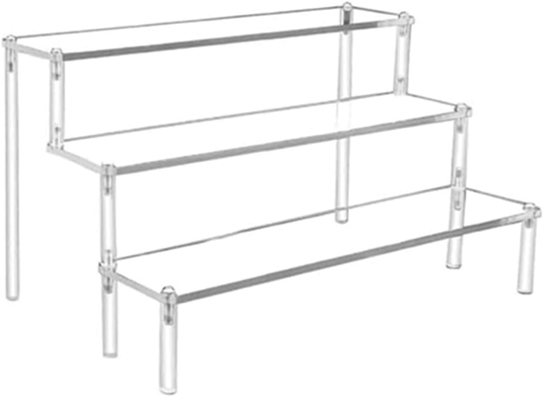 3 Tier Acrylic Display Stand, Black Acrylic Display Stand,Perfume Makeup Dessert Display Stand, Steps Dessert Table Standsm,For Decoration and Organizer Activity(30*8 Black) image number 4