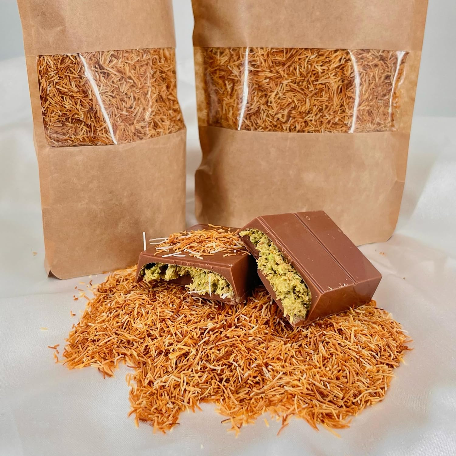 Roasted Kataifi, Crunchy Caramelized Kadayif, Perfect for Desserts and Dubai Chocolate Bar, 150G (5.3Oz) Special Package (Roasted Shredded Wheat) image number 2