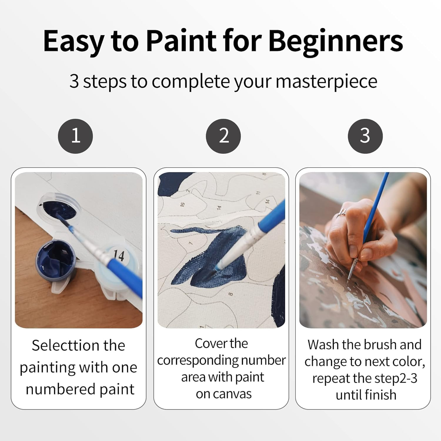 Paint by Number for Adults. Coastal City DIY Acrylic Painting Kit for Adults Beginner &ndash; 16&rdquo; X 20&rdquo;With 3 Brushes and Bright Colors image number 6