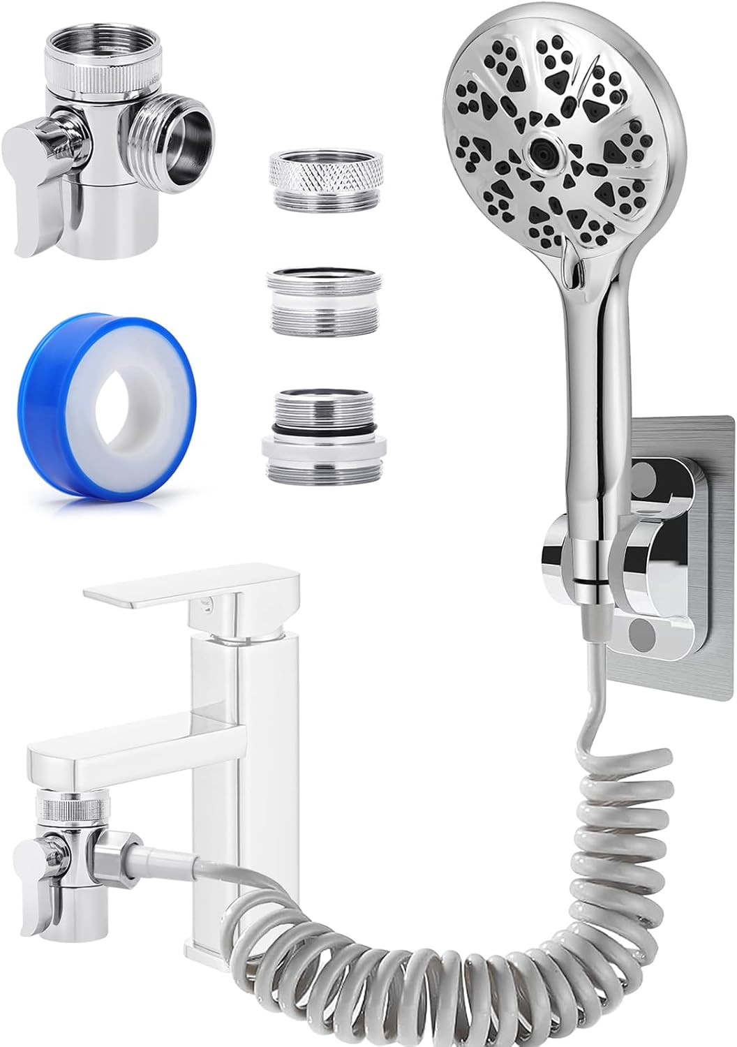 Sink Faucet Sprayer Attachment,Sink Shower Sprayer Attachment Set to Tub Faucet,Sink Extension Hose Sprayer for Hair Washing Pet Dog Shower